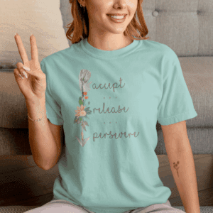 Accept, Release, Persevere - Down Arrow Heavyweight T-Shirt