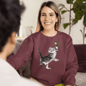 Baseball Kitten Crewneck Sweatshirt
