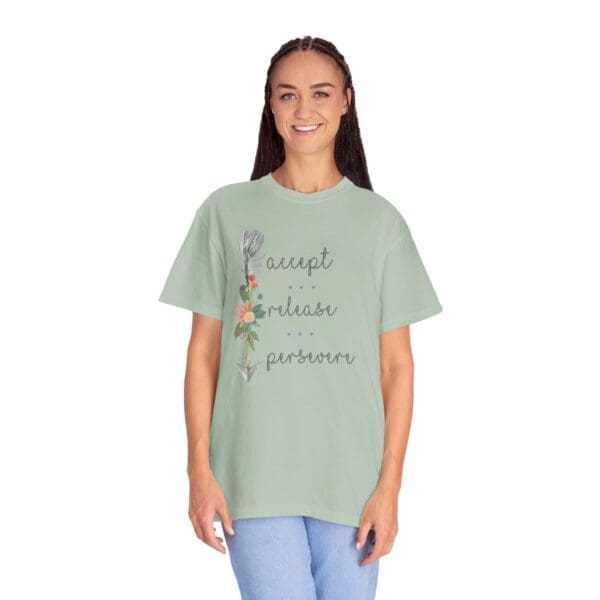 Accept, Release, Persevere - Down Arrow Heavyweight T-Shirt - Image 14