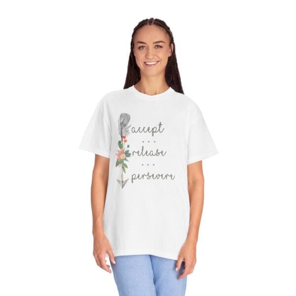 Accept, Release, Persevere - Down Arrow Heavyweight T-Shirt - Image 6
