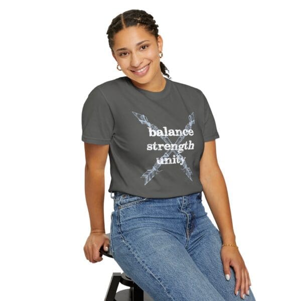 Balance, Strength, Unity - Crossed Arrows Heavyweight T-Shirt - Image 15