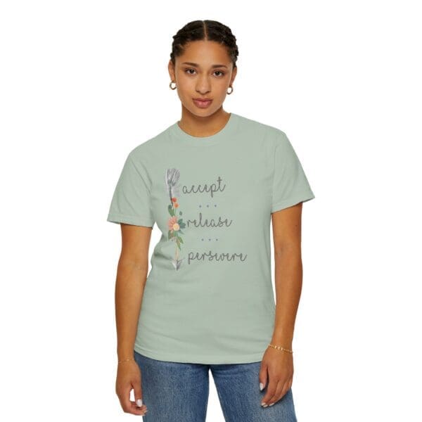 Accept, Release, Persevere - Down Arrow Heavyweight T-Shirt - Image 13