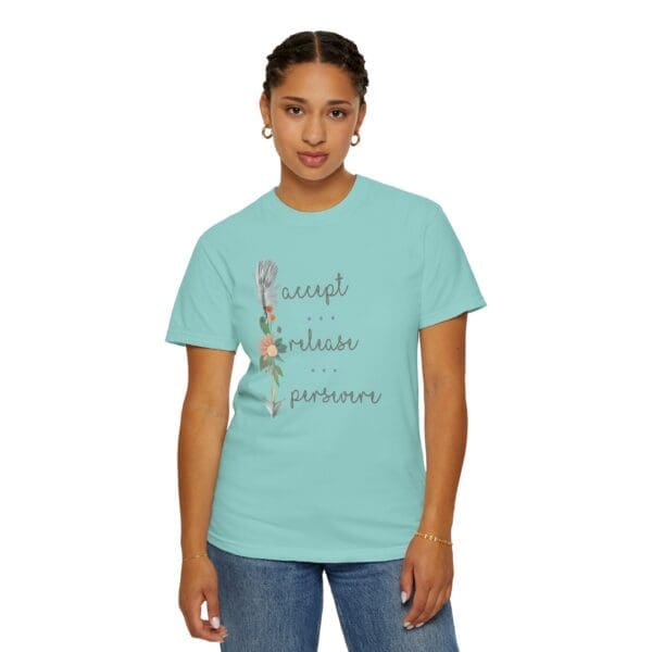 Accept, Release, Persevere - Down Arrow Heavyweight T-Shirt - Image 18