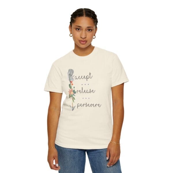 Accept, Release, Persevere - Down Arrow Heavyweight T-Shirt - Image 9