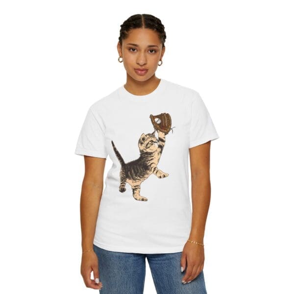 Baseball Kitten Heavyweight T-Shirt - Image 5