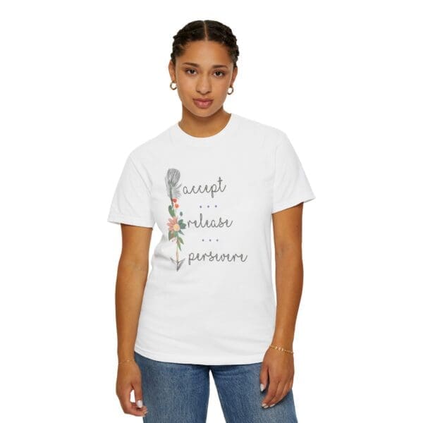 Accept, Release, Persevere - Down Arrow Heavyweight T-Shirt - Image 5