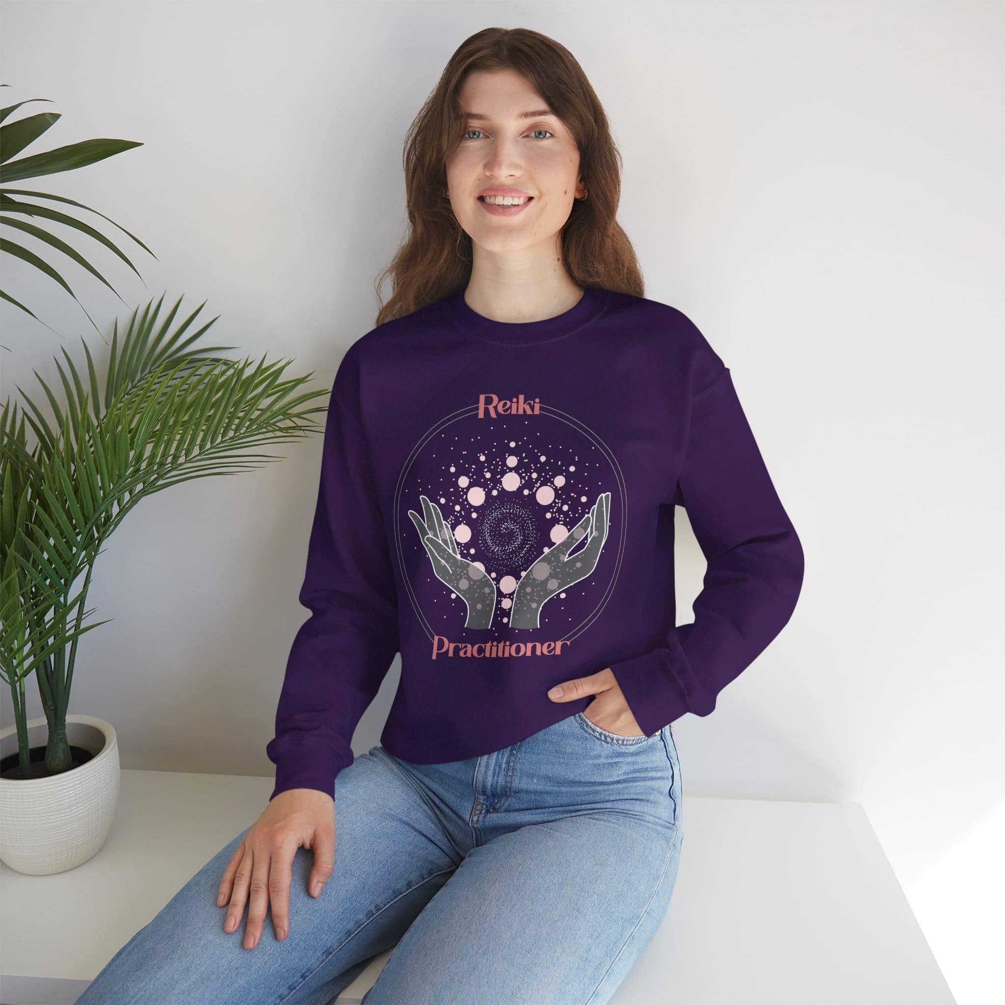 Reiki Practitioner - Crewneck Sweatshirt with Pink Text - Image 11
