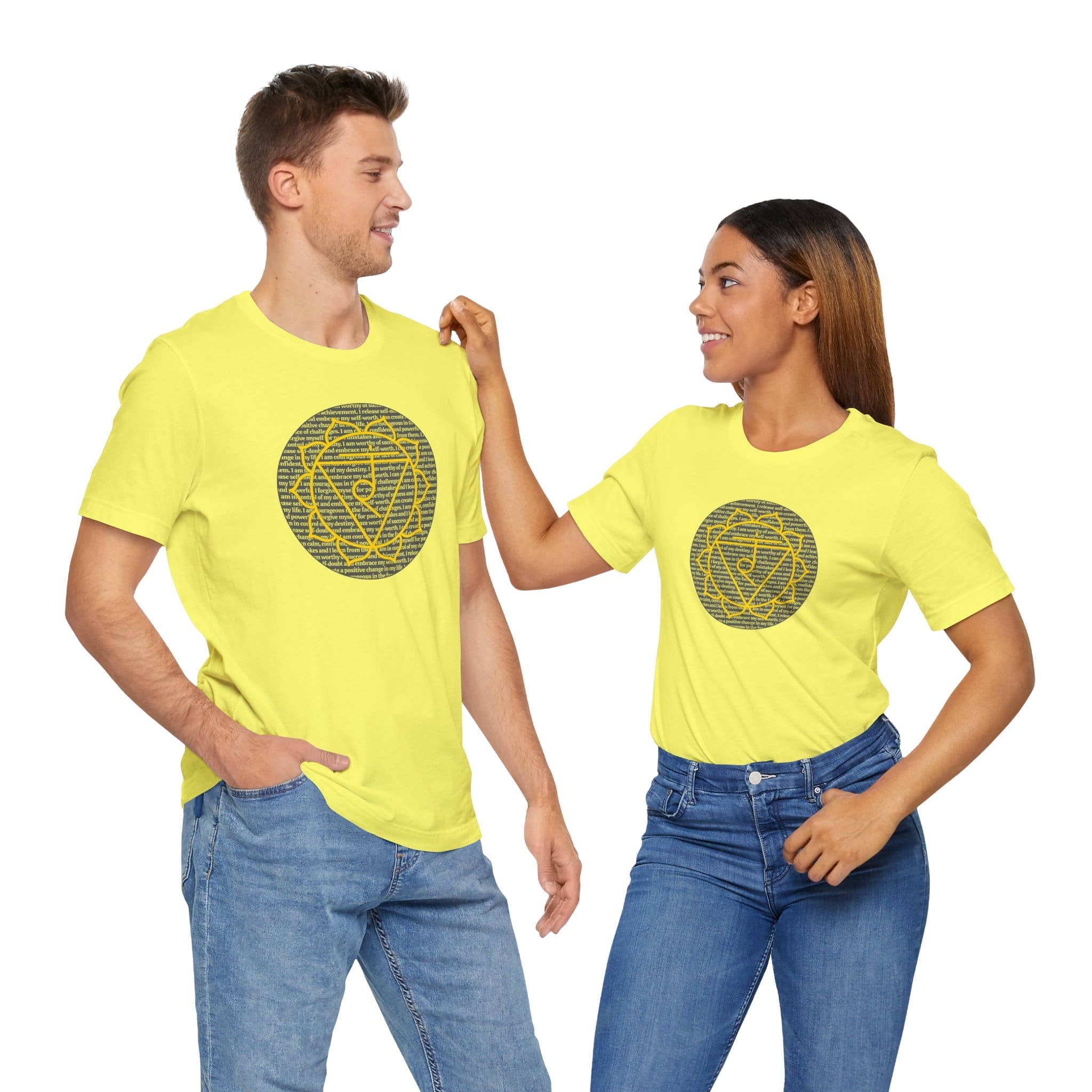 Solar Plexus Chakra Affirmations Lightweight T-Shirt, Yellow Text - Image 11