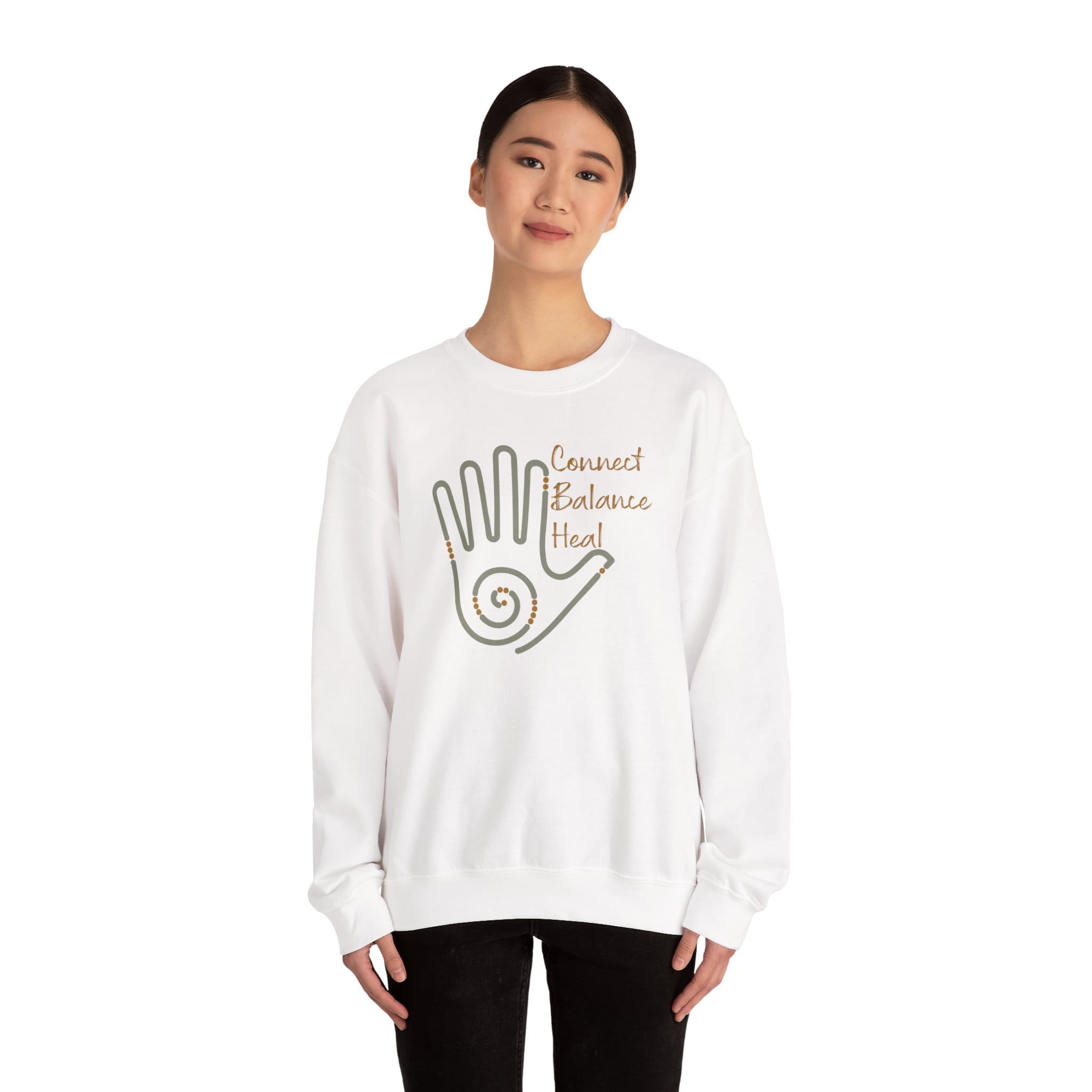 Connect, Balance, Heal - Reiki Hand Crewneck Sweatshirt - Image 6
