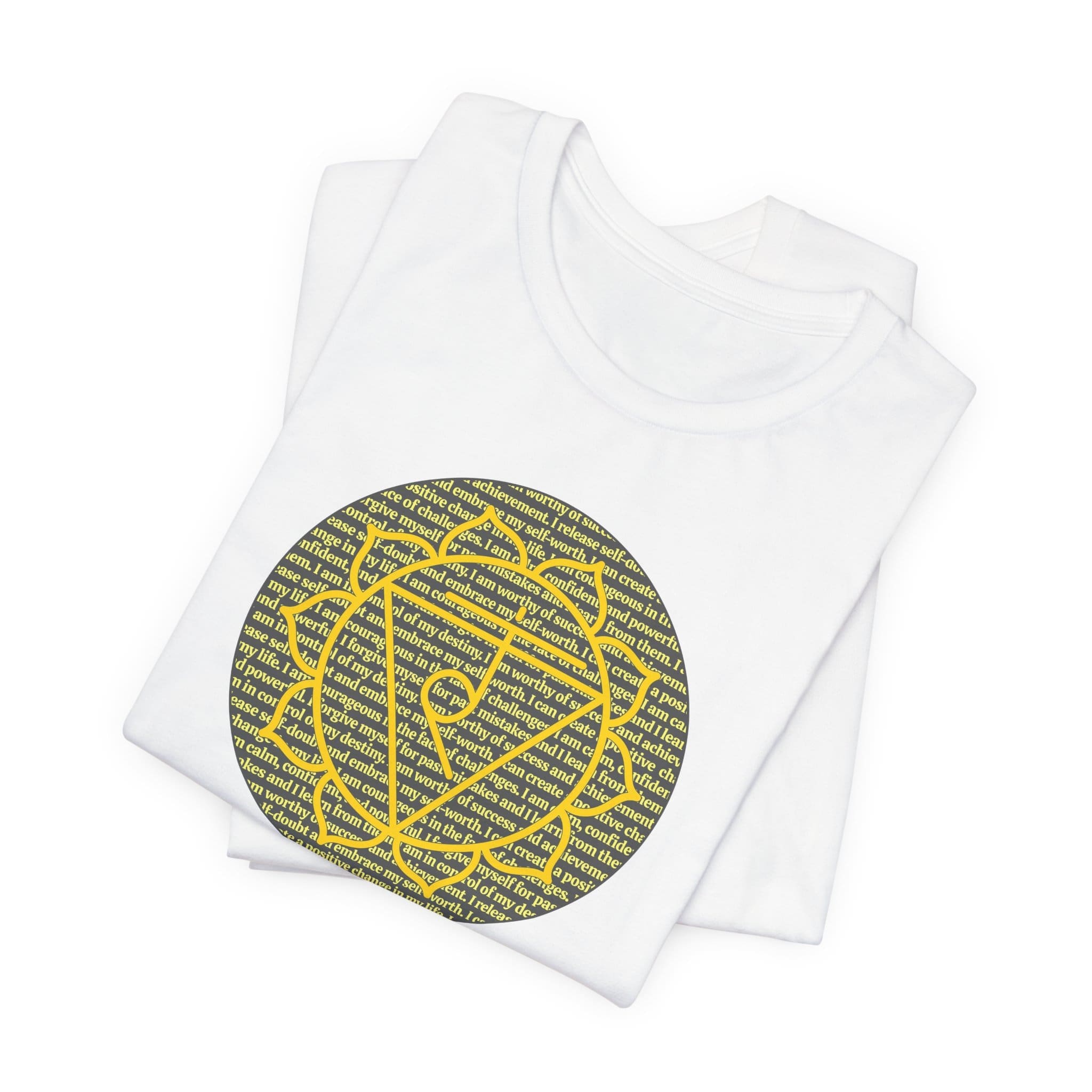 Solar Plexus Chakra Affirmations Lightweight T-Shirt, Yellow Text - Image 4
