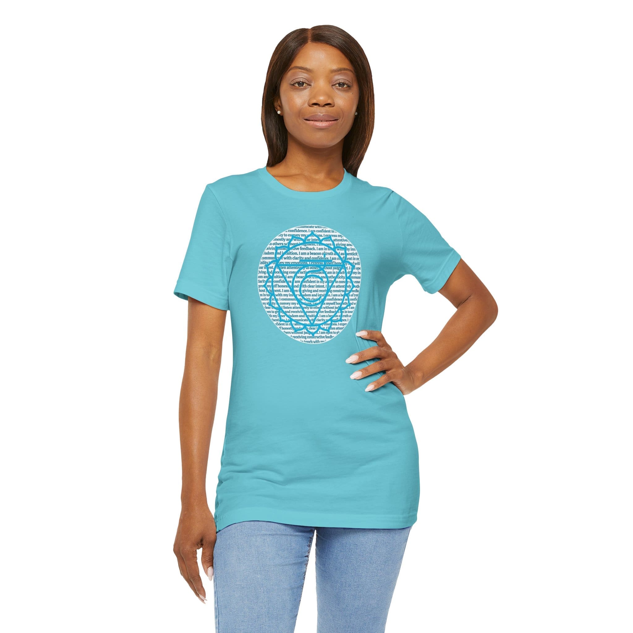 Throat Chakra Affirmations Lightweight T-Shirt - Blue Text - Image 10