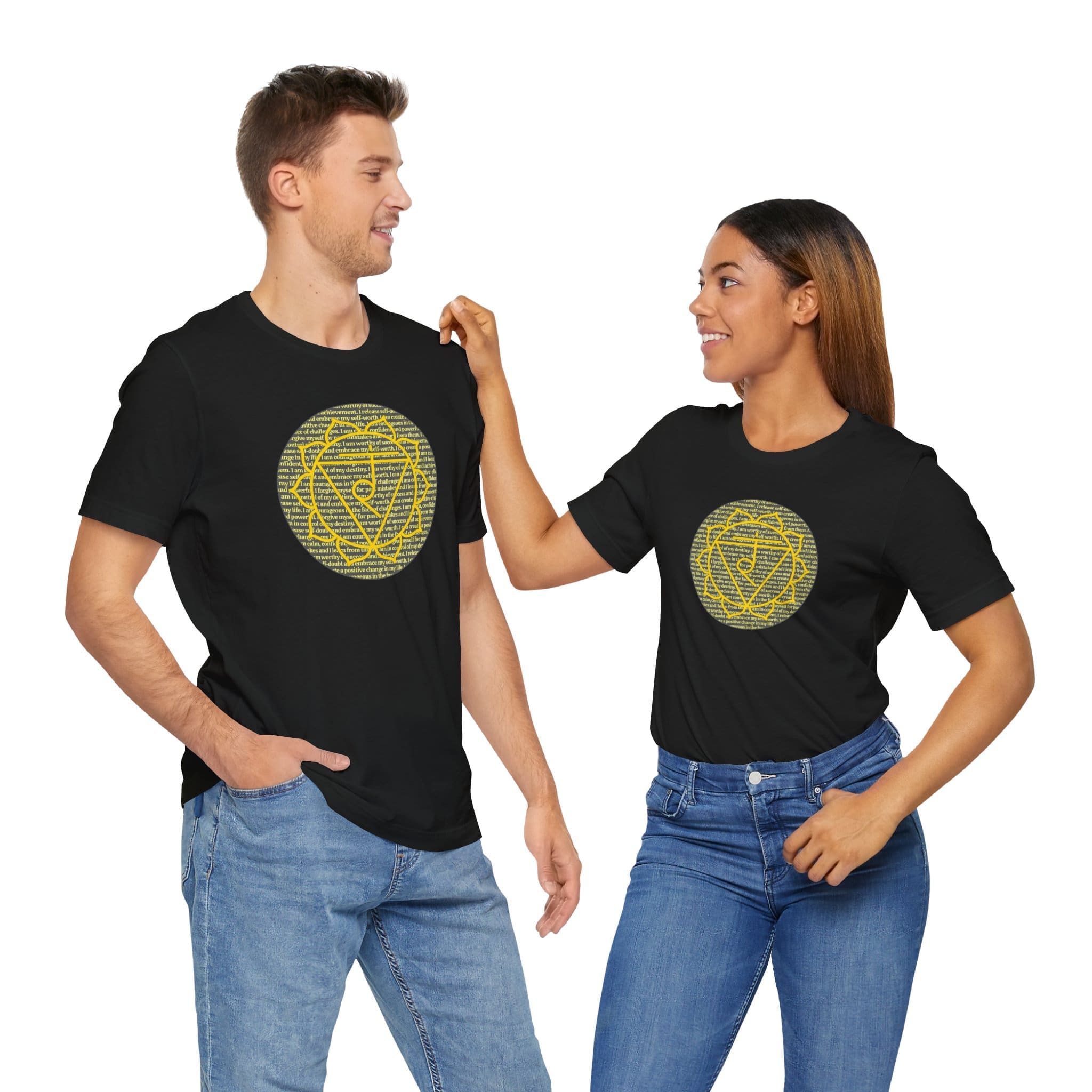 Solar Plexus Chakra Affirmations Lightweight T-Shirt, Yellow Text - Image 23