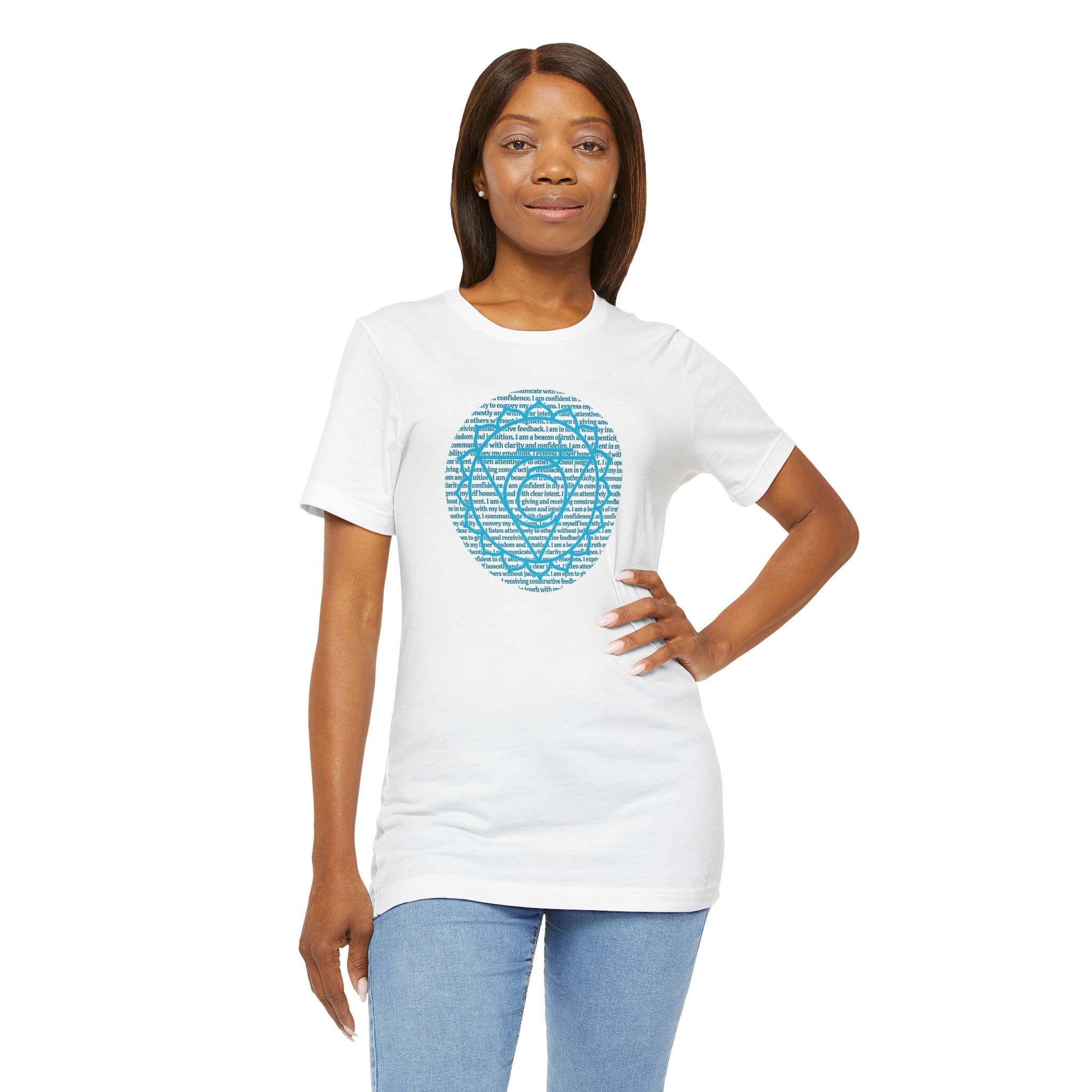 Throat Chakra Affirmations Lightweight T-Shirt - Blue Text - Image 6