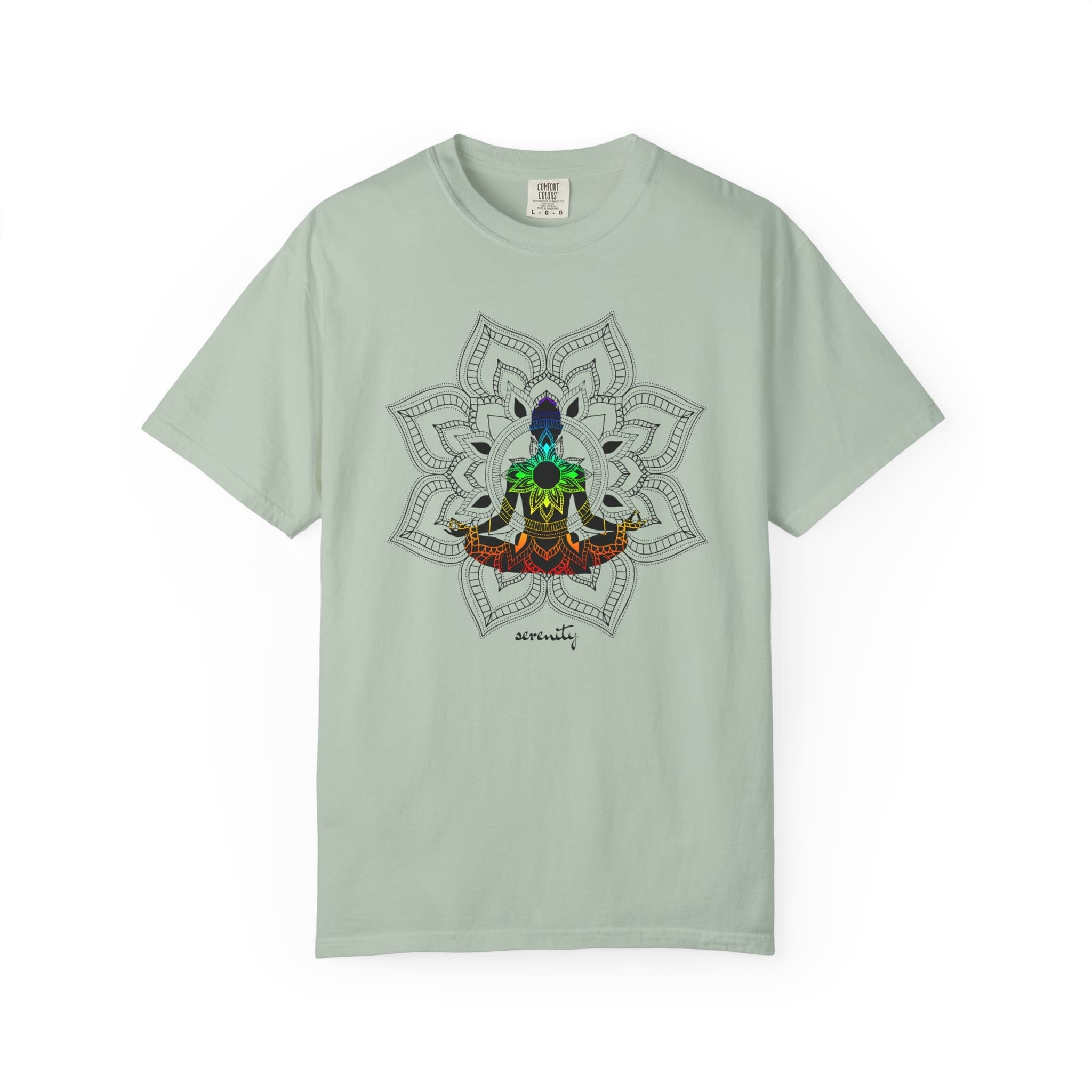 Serenity - Chakra Mandala Heavyweight Tee with Female Silhouette - Image 11