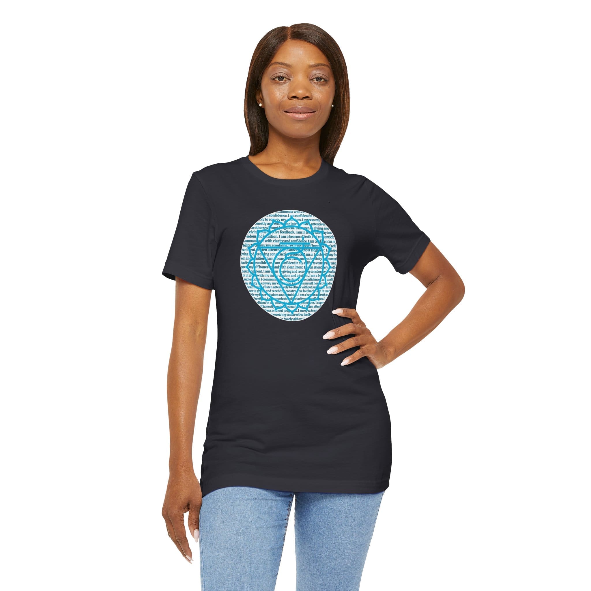 Throat Chakra Affirmations Lightweight T-Shirt - Blue Text - Image 19