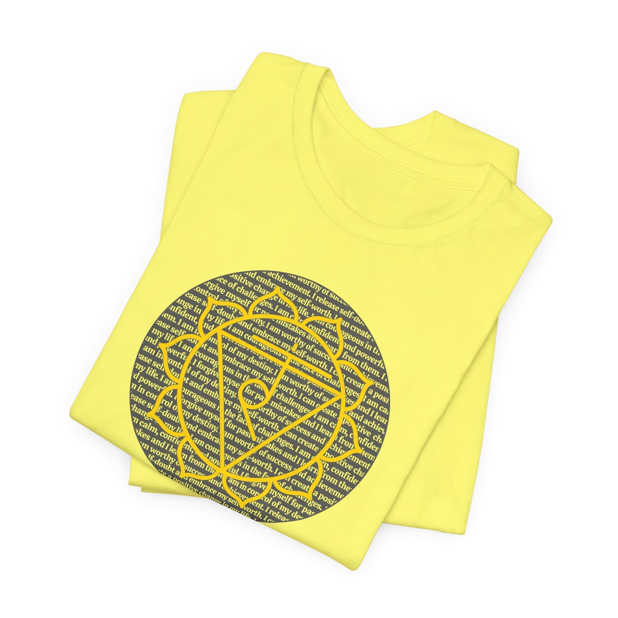 Solar Plexus Chakra Affirmations Lightweight T-Shirt, Yellow Text - Image 8