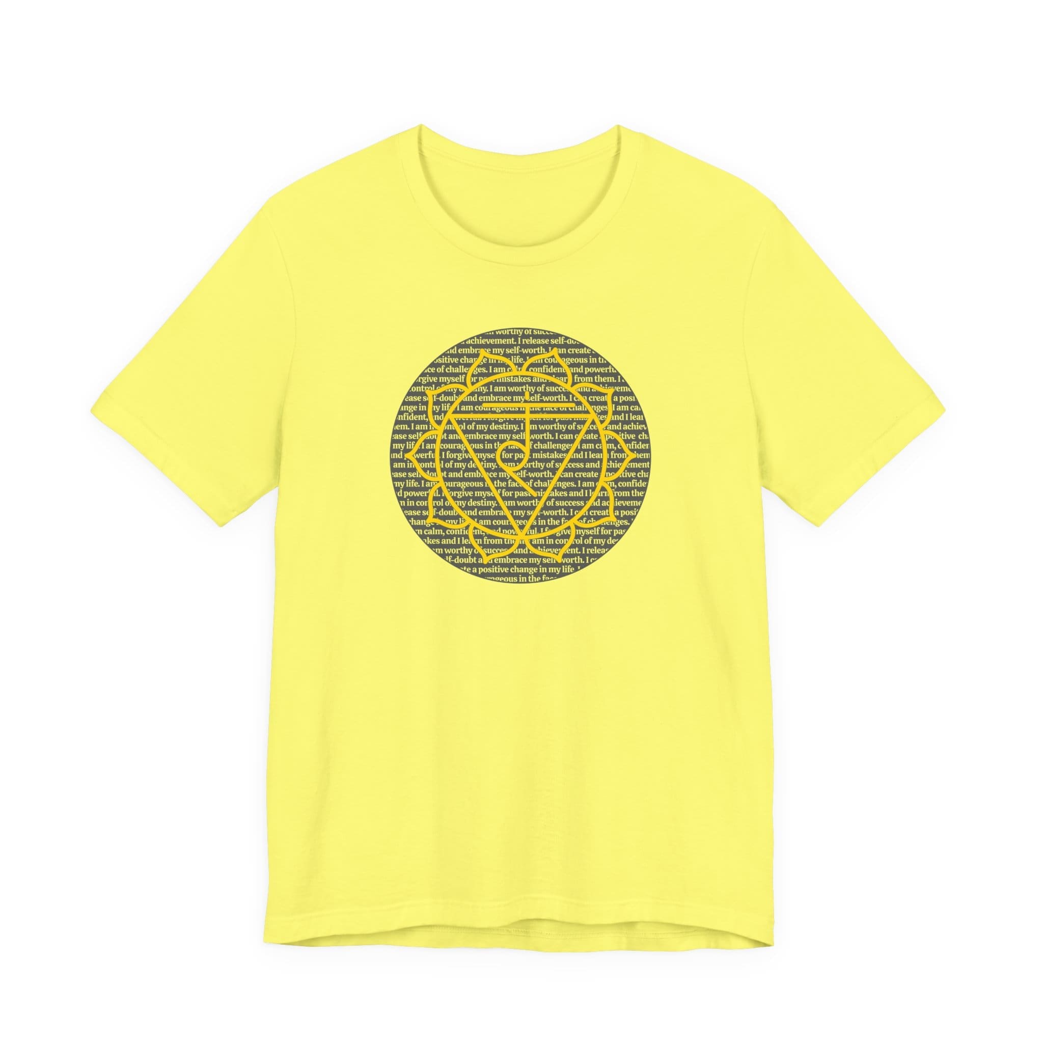 Solar Plexus Chakra Affirmations Lightweight T-Shirt, Yellow Text - Image 7