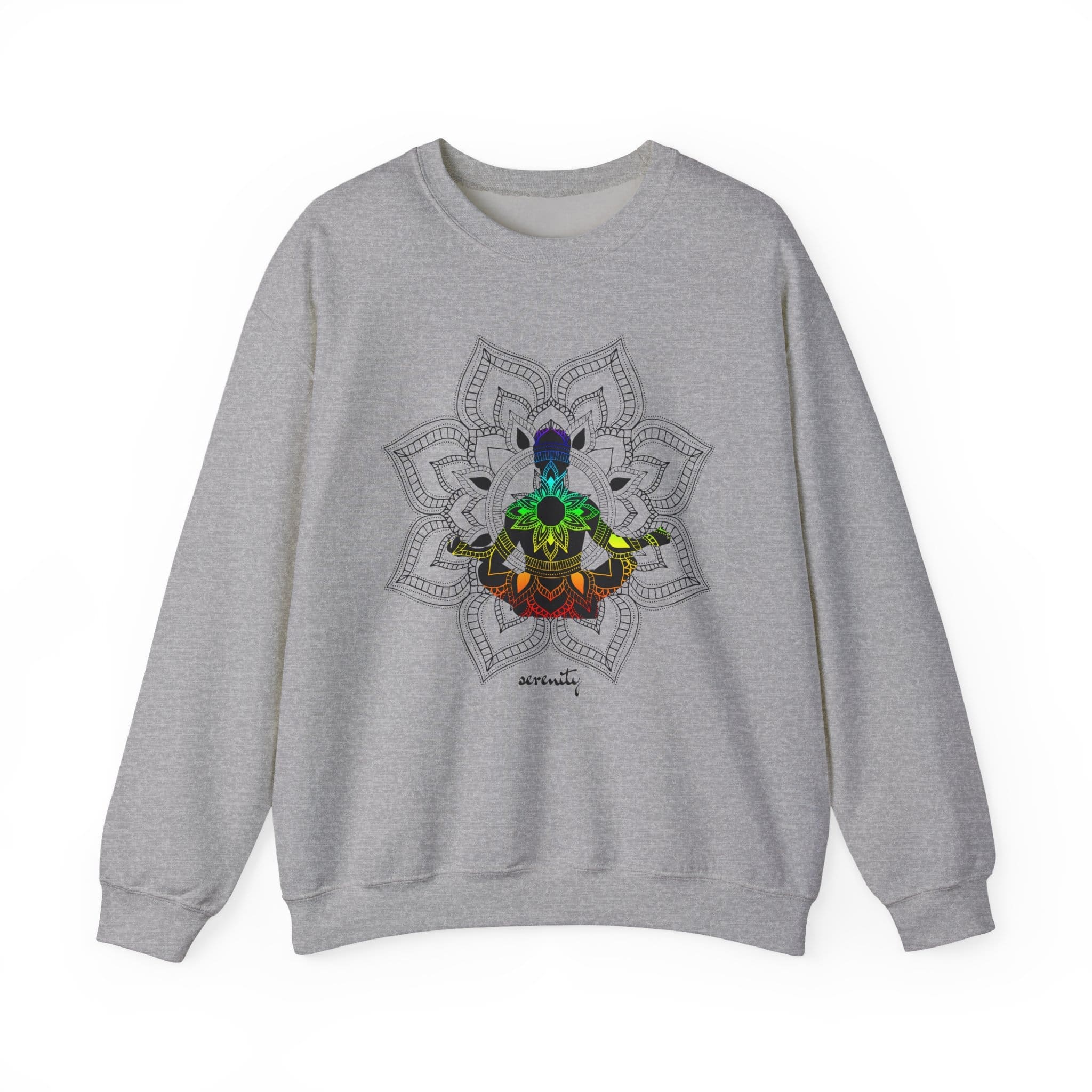 Serenity - Chakra Mandala Crewneck Sweatshirt, Male Silhouette - Image 8