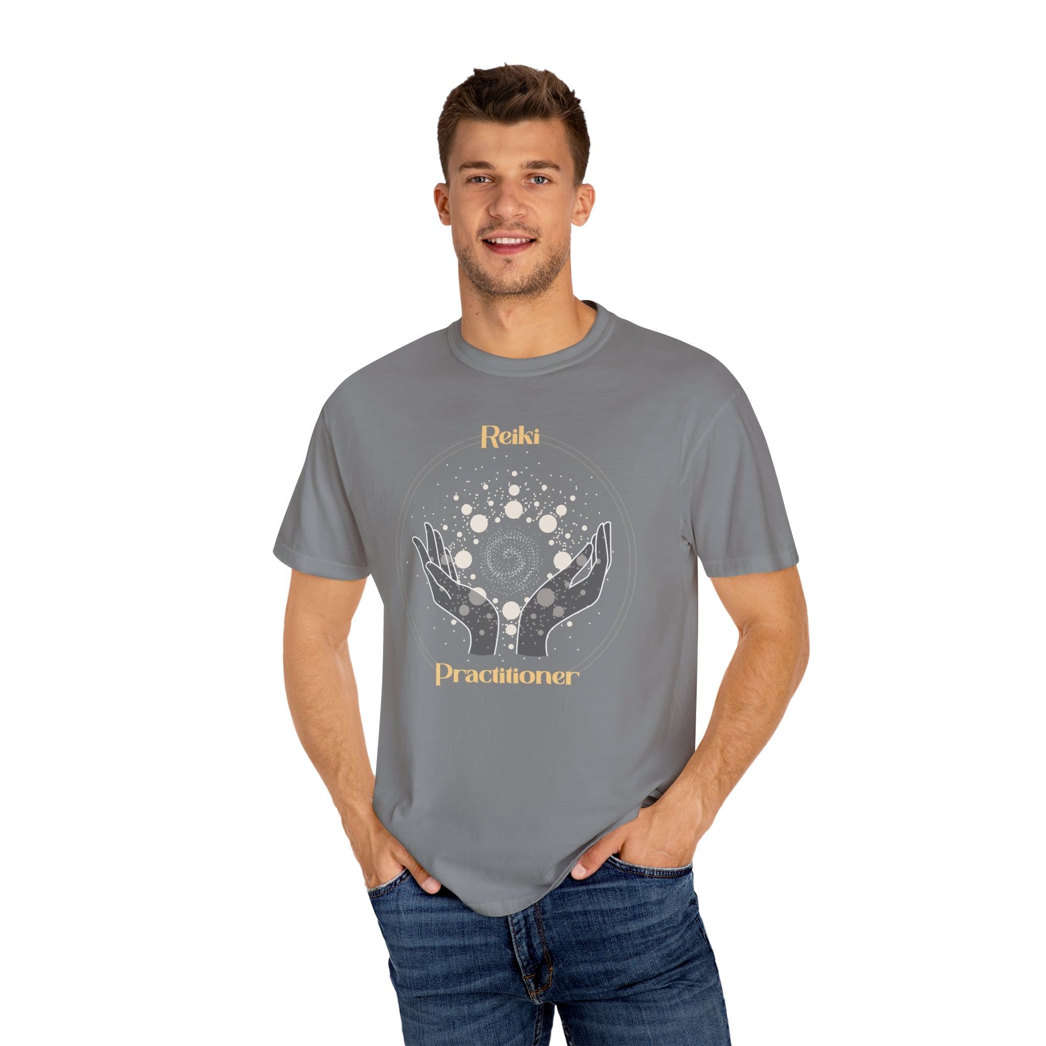 Reiki Practitioner - Heavyweight T-Shirt with Yellow Text - Image 15