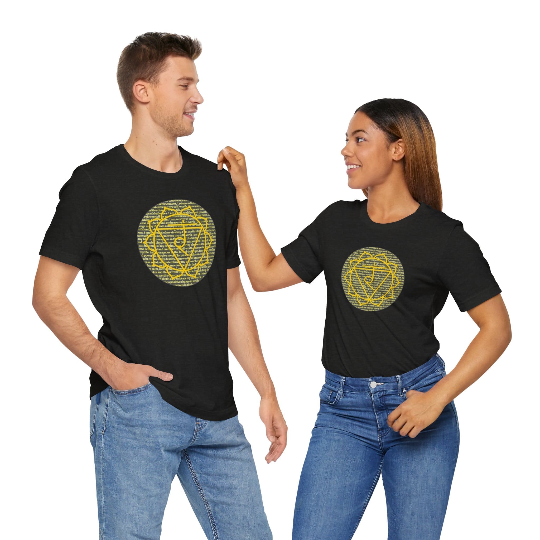 Solar Plexus Chakra Affirmations Lightweight T-Shirt, Yellow Text - Image 19