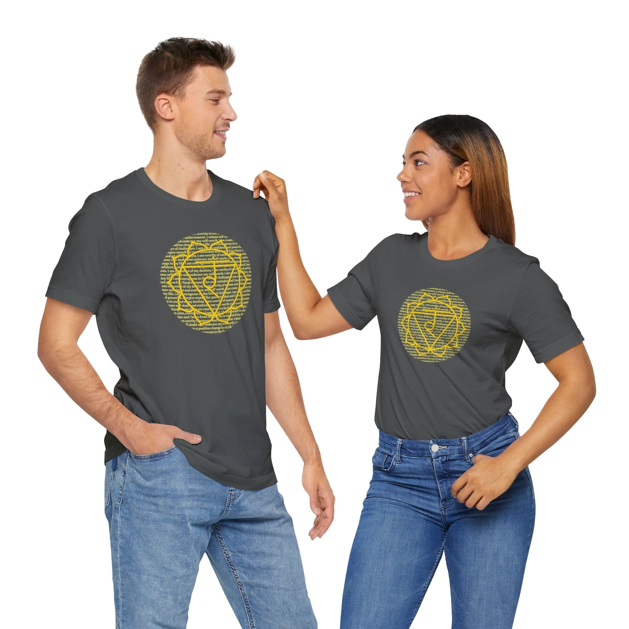 Solar Plexus Chakra Affirmations Lightweight T-Shirt, Yellow Text - Image 15