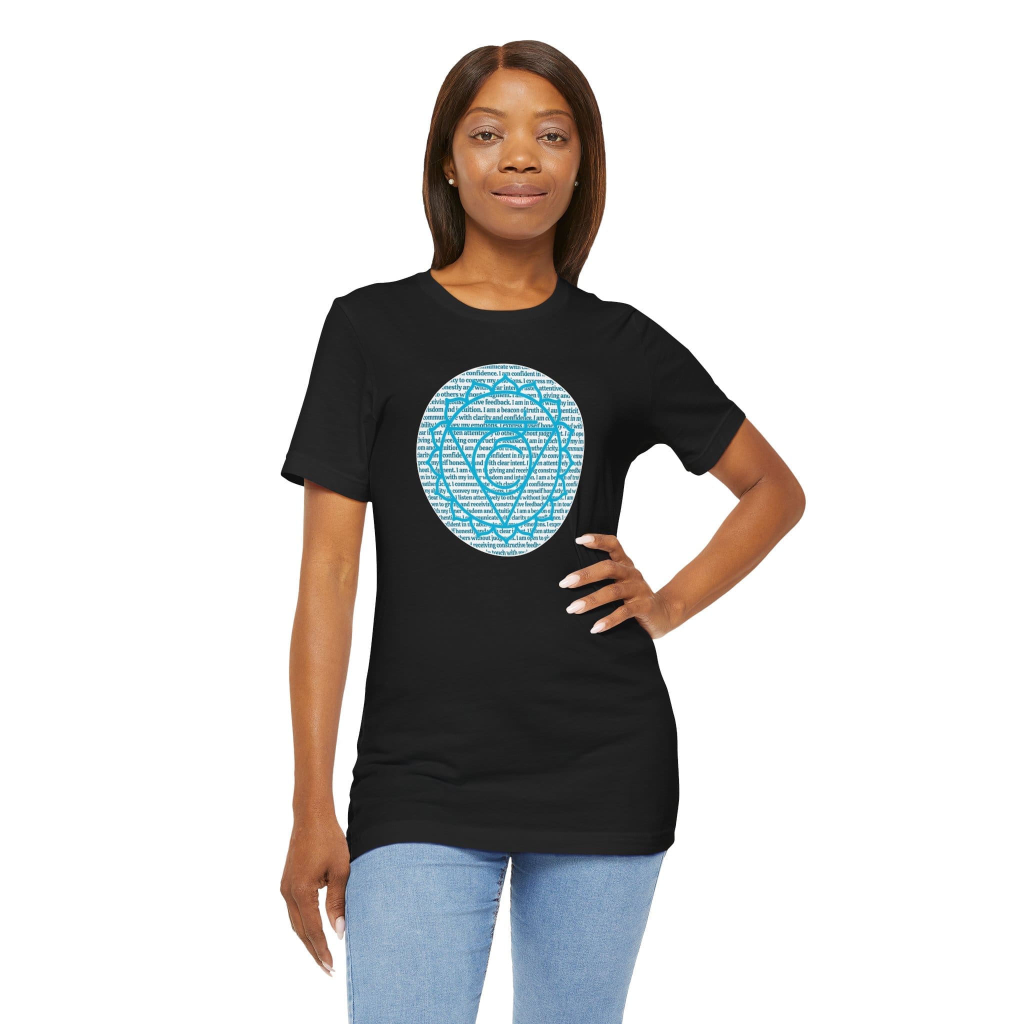 Throat Chakra Affirmations Lightweight T-Shirt - Blue Text - Image 23