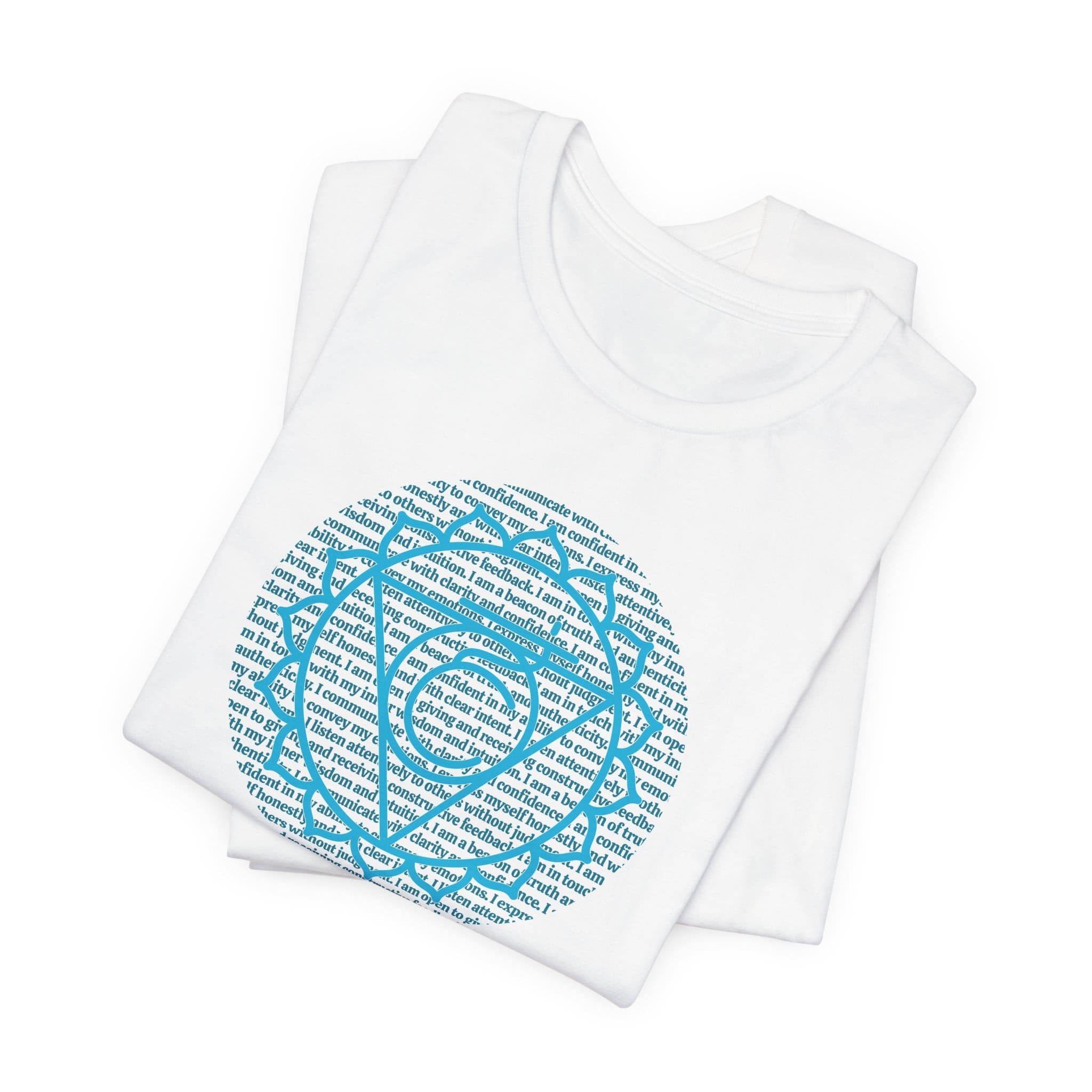 Throat Chakra Affirmations Lightweight T-Shirt - Blue Text - Image 4