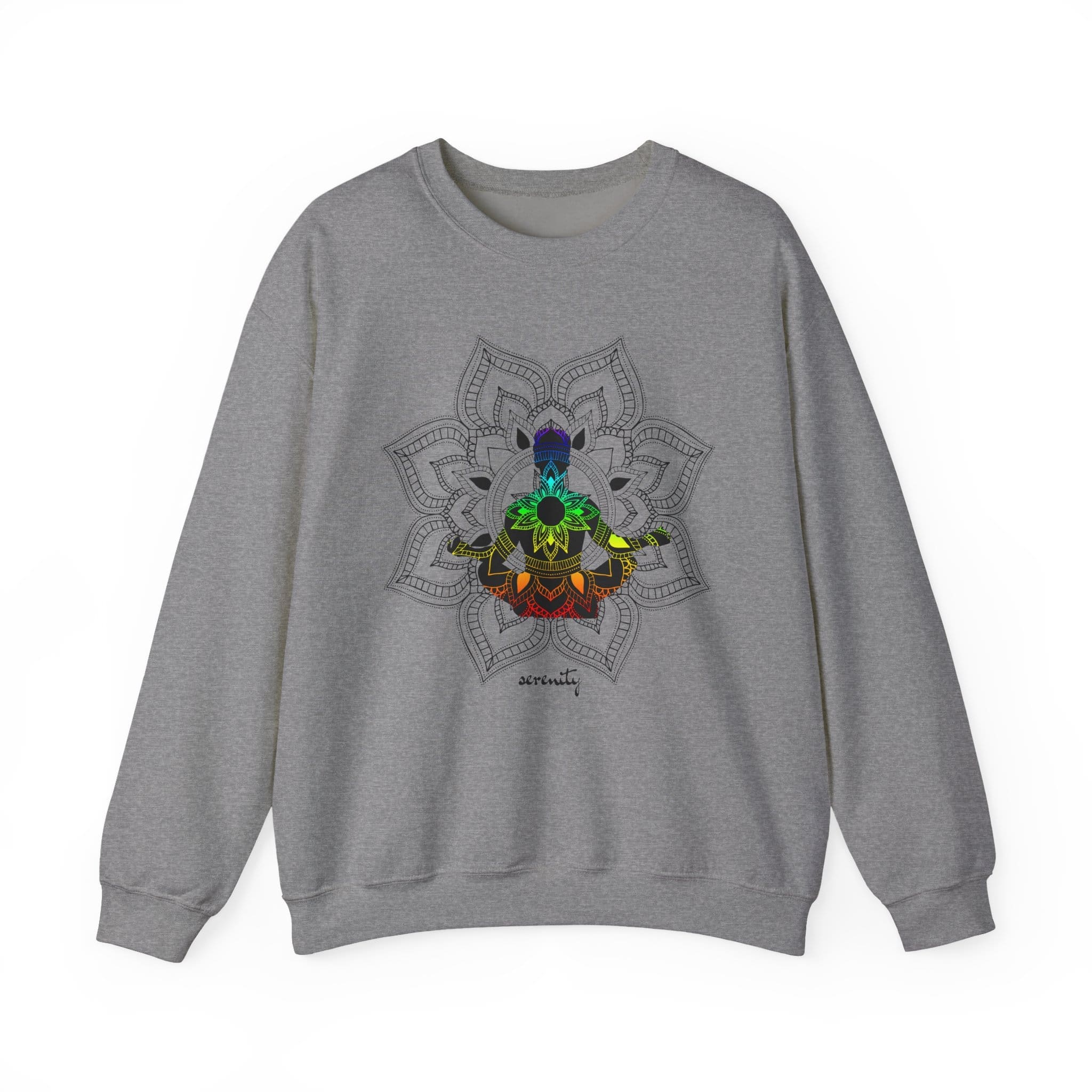 Serenity - Chakra Mandala Crewneck Sweatshirt, Male Silhouette - Image 12