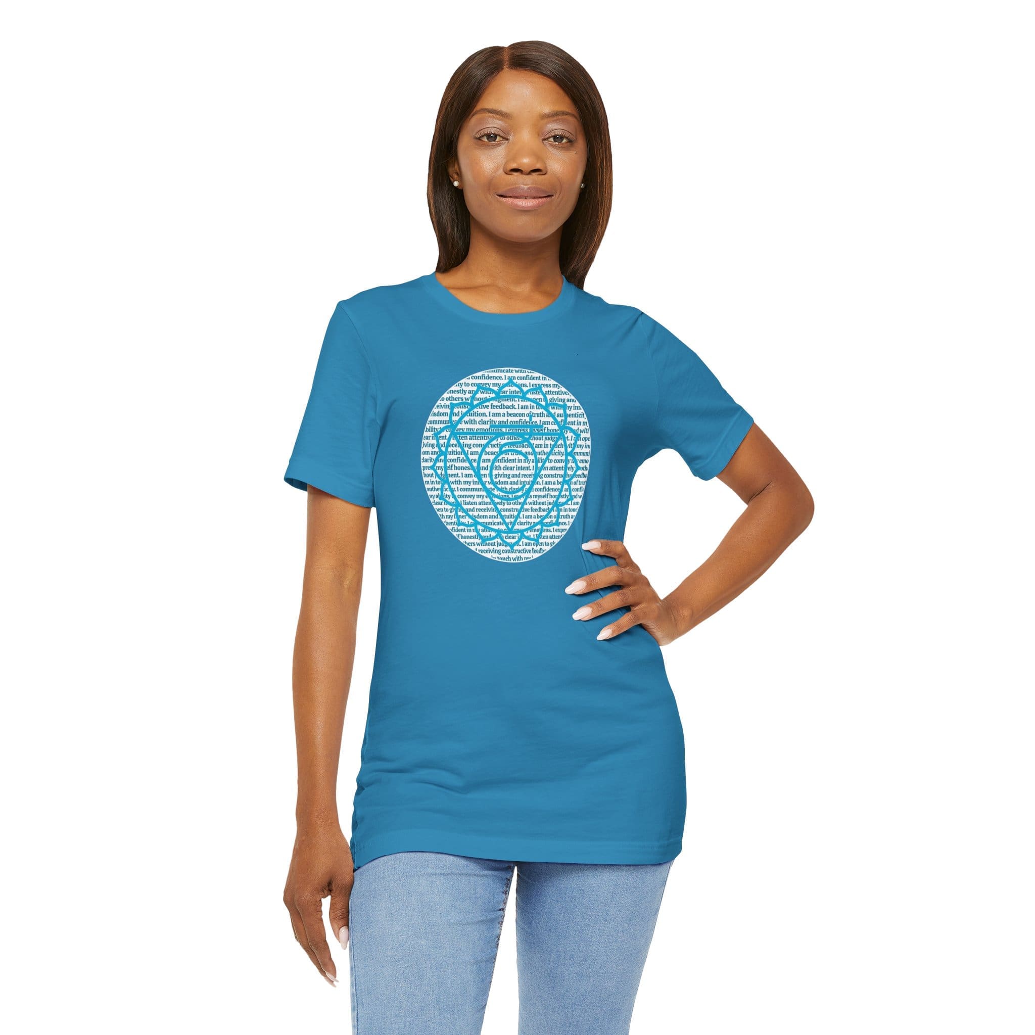 Throat Chakra Affirmations Lightweight T-Shirt - Blue Text - Image 15