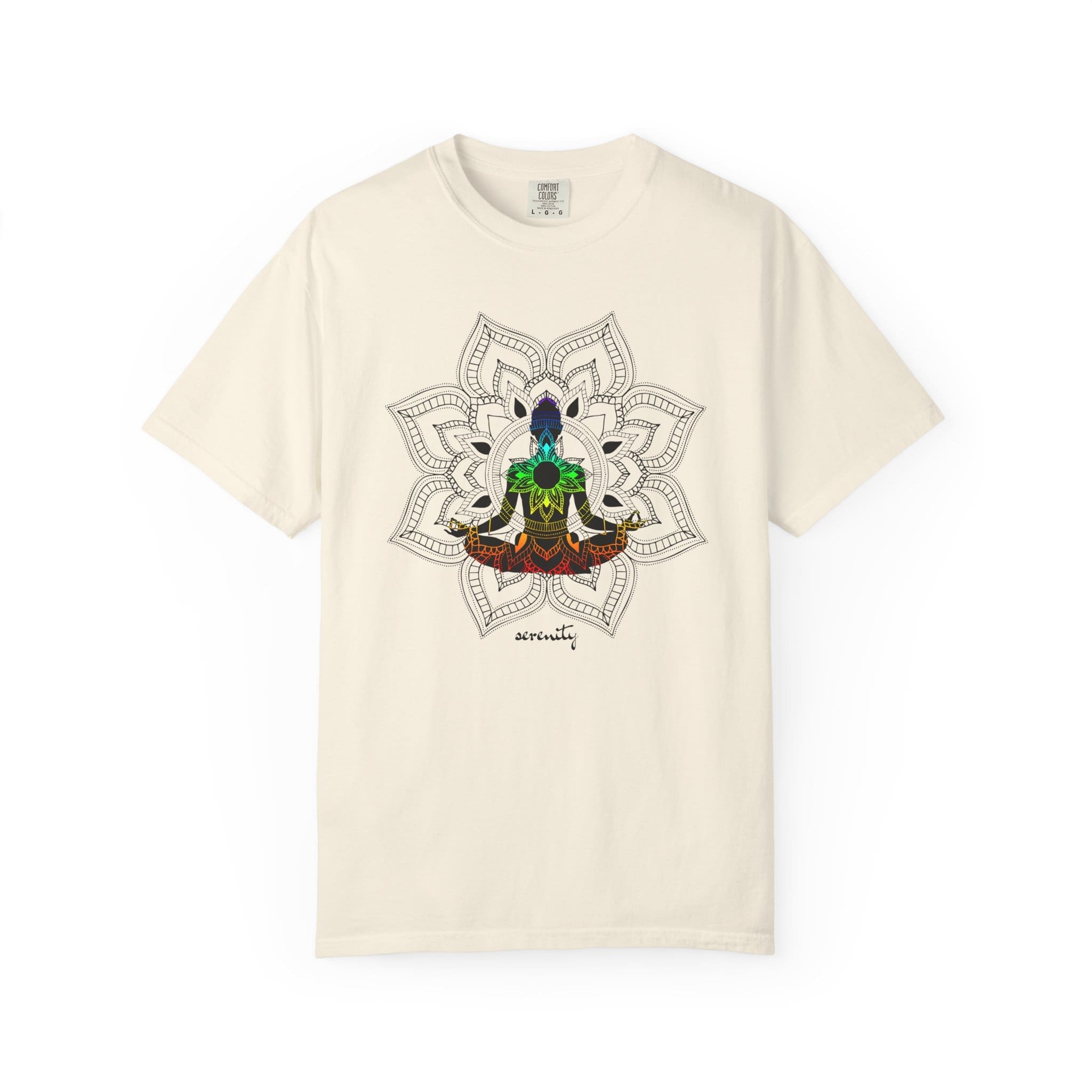 Serenity - Chakra Mandala Heavyweight Tee with Female Silhouette - Image 7