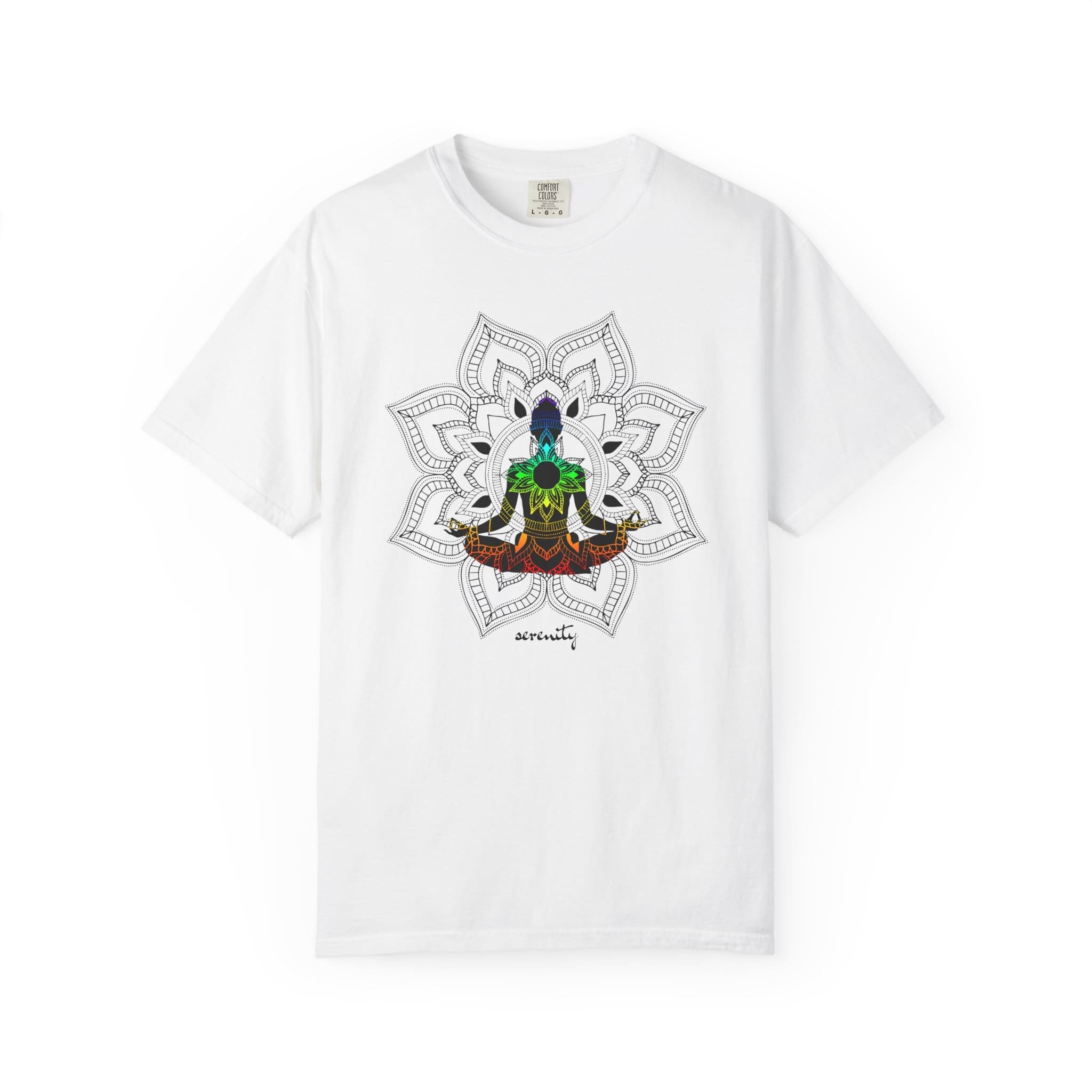 Serenity - Chakra Mandala Heavyweight Tee with Female Silhouette - Image 3