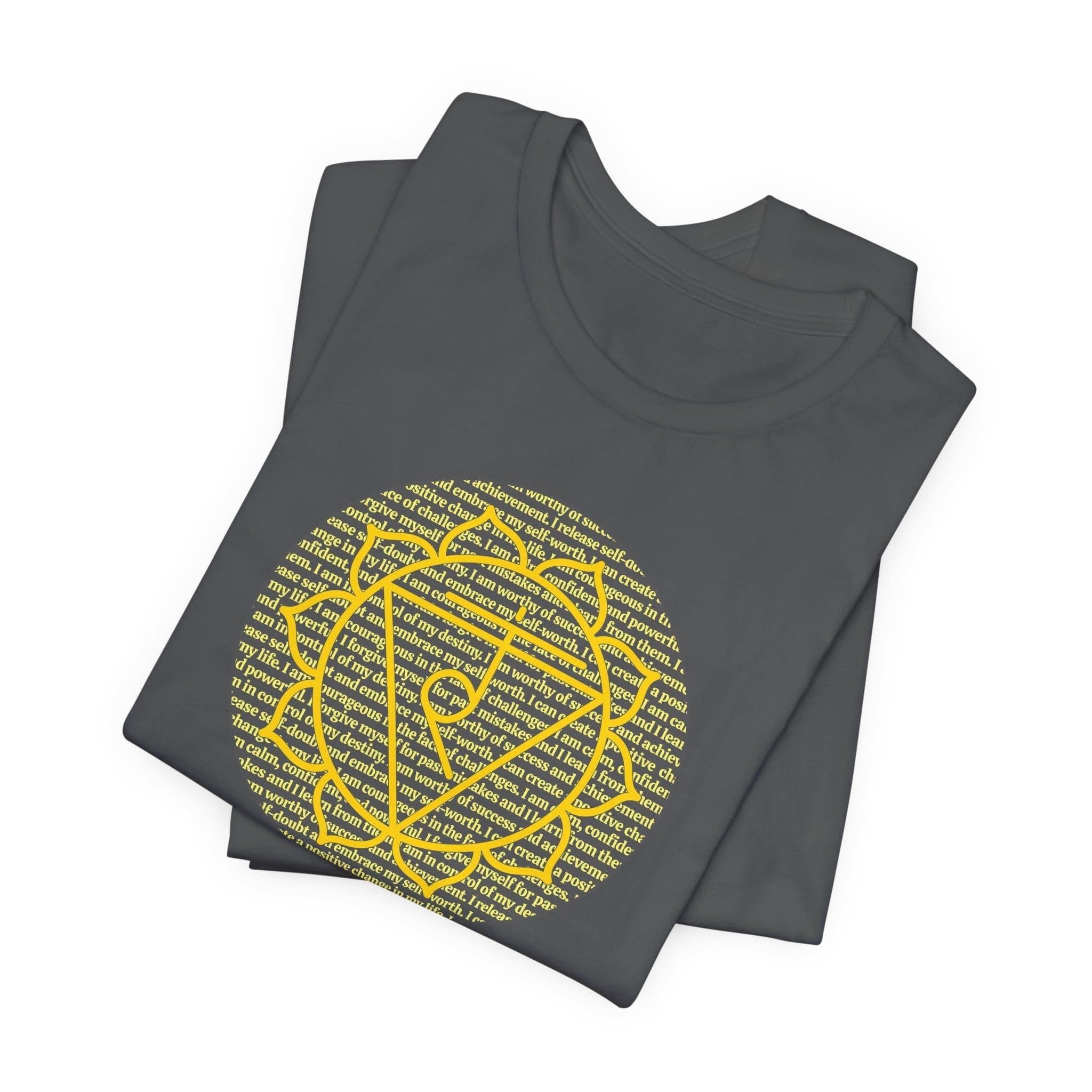 Solar Plexus Chakra Affirmations Lightweight T-Shirt, Yellow Text - Image 13