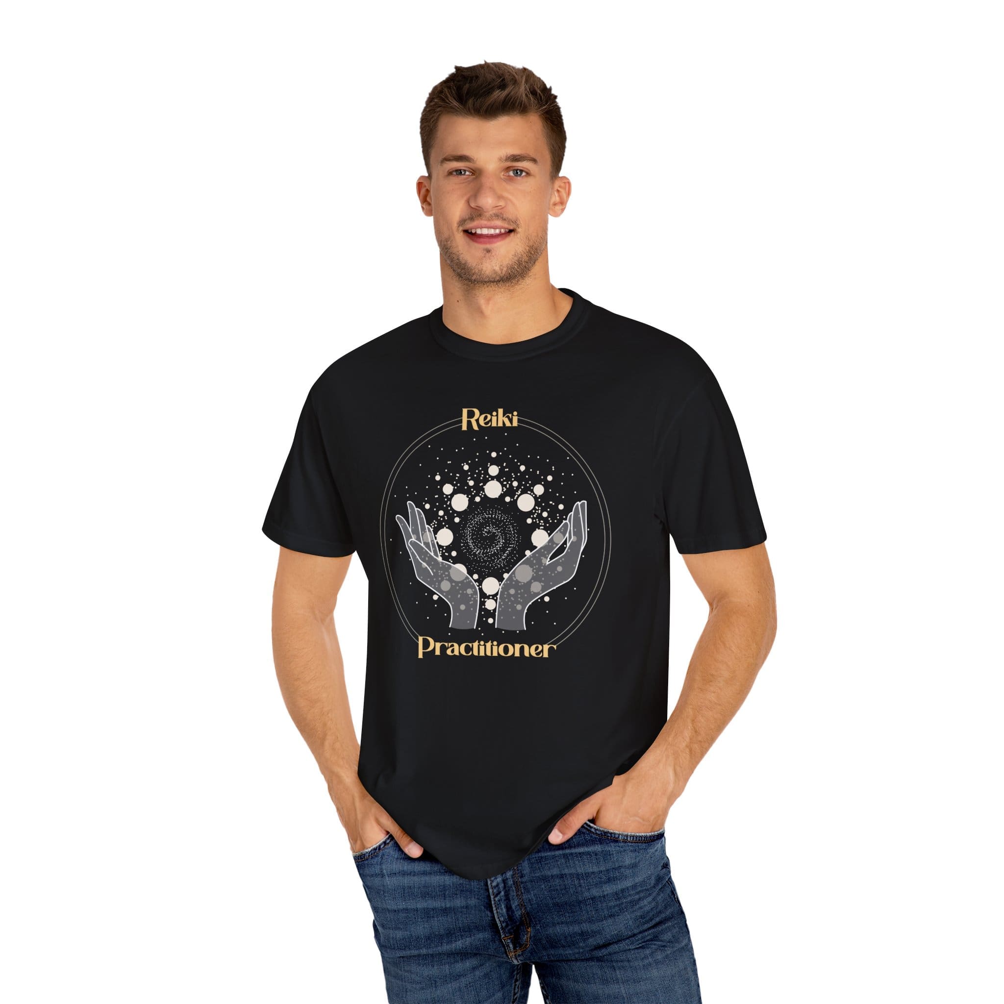 Reiki Practitioner - Heavyweight T-Shirt with Yellow Text - Image 7