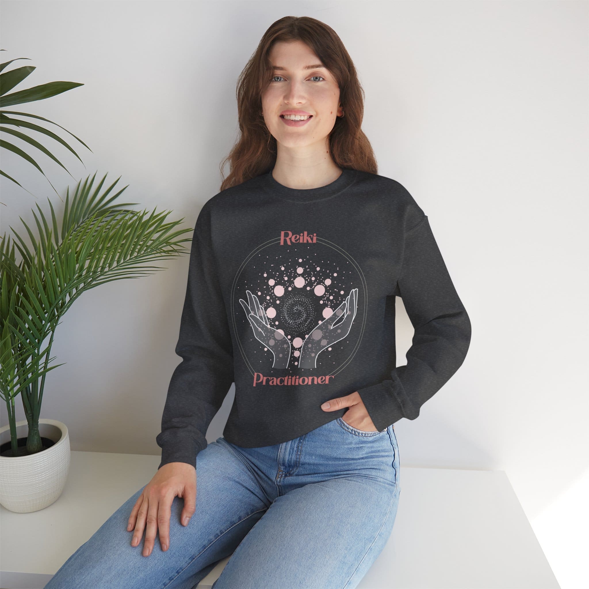 Reiki Practitioner - Crewneck Sweatshirt with Pink Text - Image 19