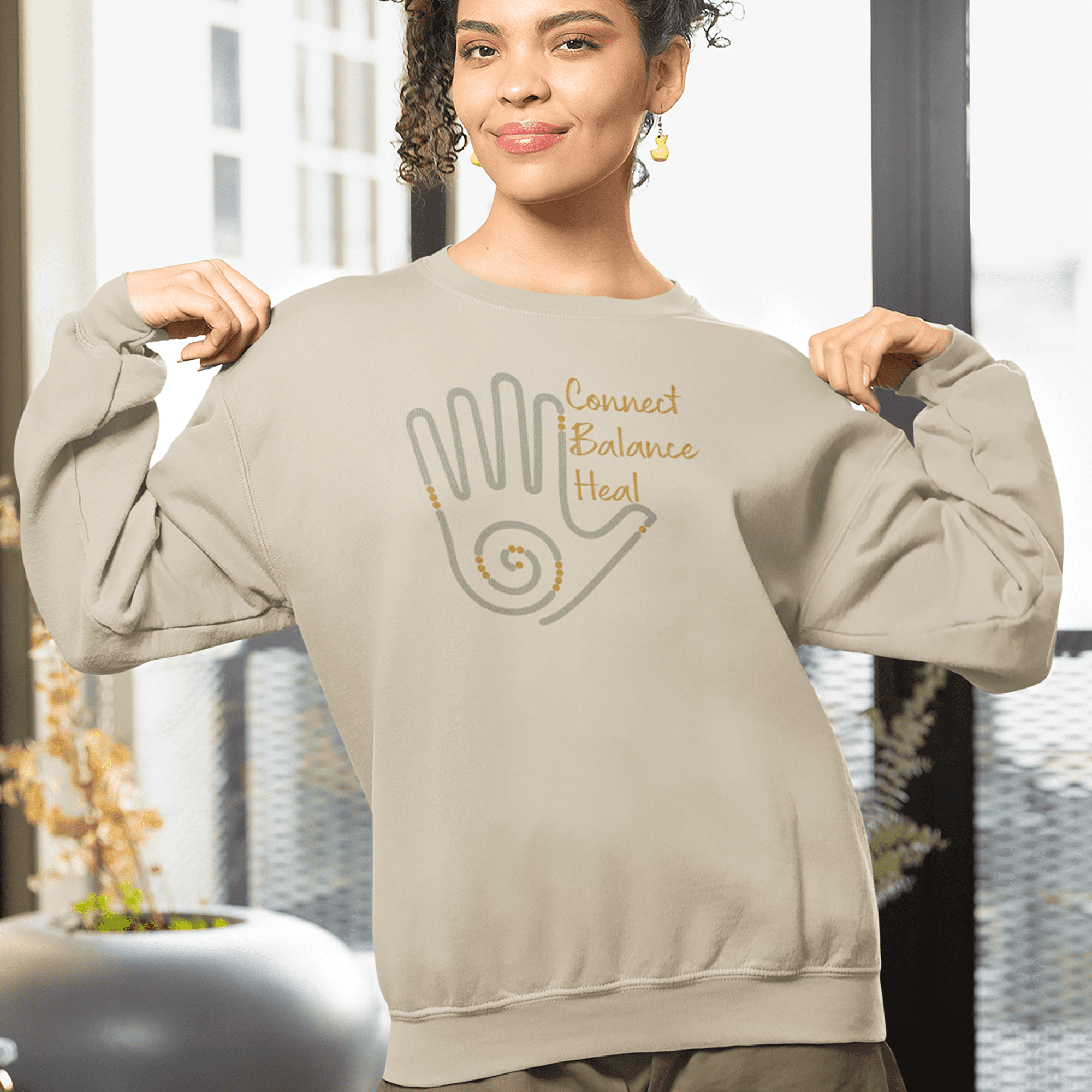 Connect, Balance, Heal - Reiki Hand Crewneck Sweatshirt - Image 9