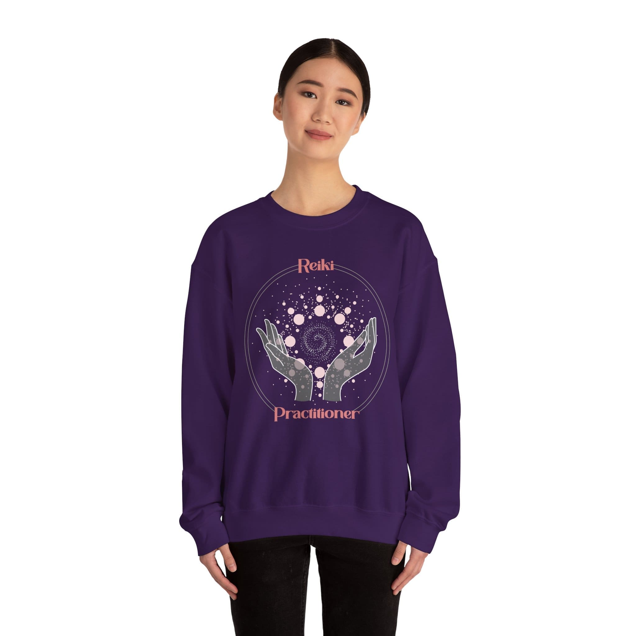 Reiki Practitioner - Crewneck Sweatshirt with Pink Text - Image 10