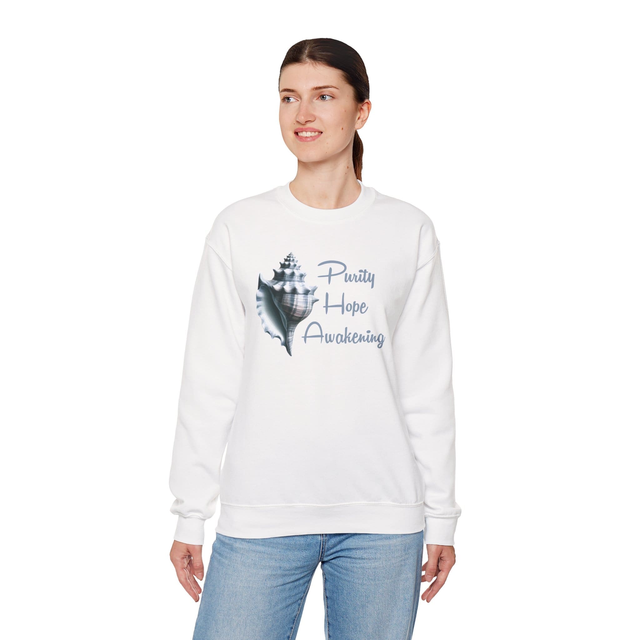 Purity, Hope, Awakening -Conch Shell Crewneck Sweatshirt - Image 5