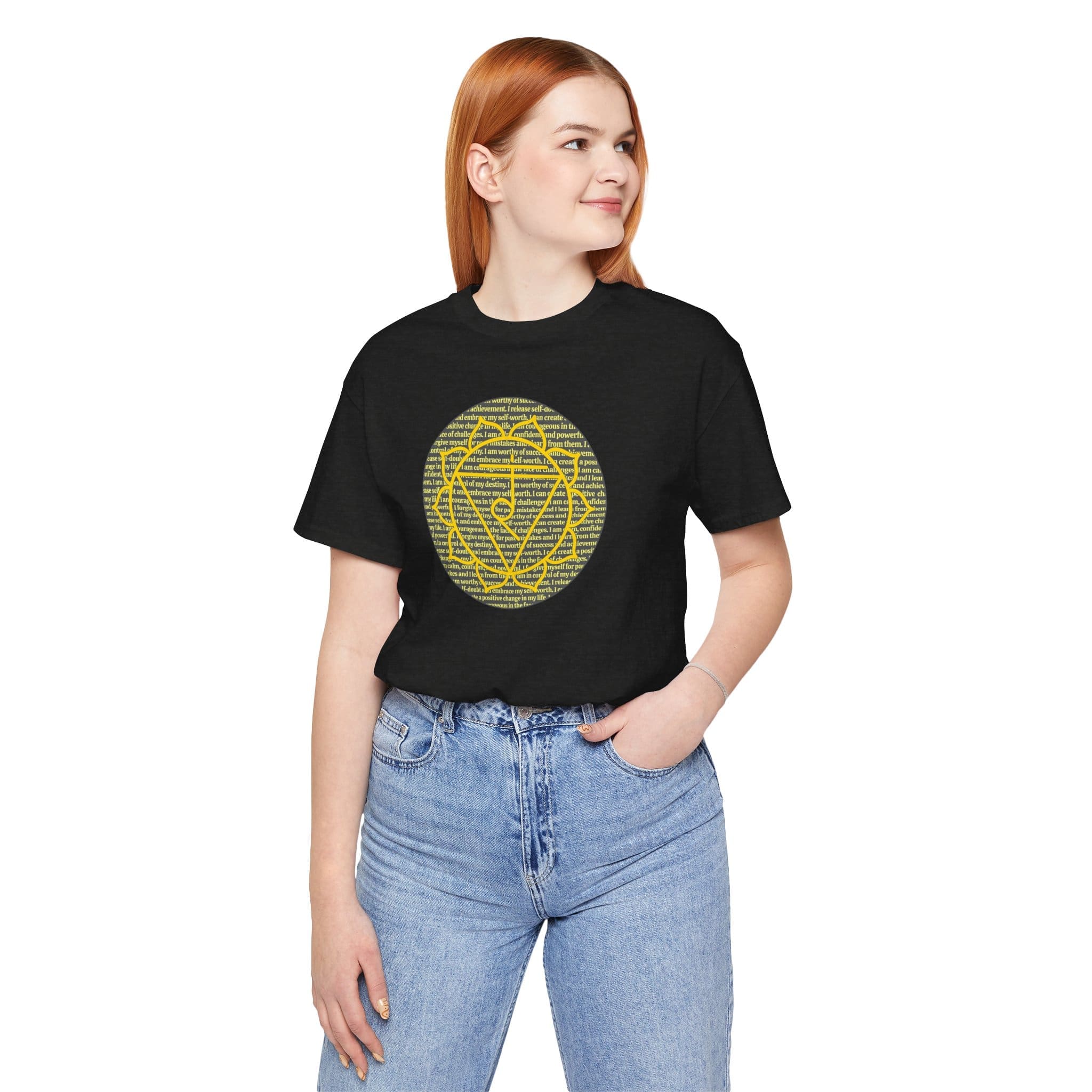 Solar Plexus Chakra Affirmations Lightweight T-Shirt, Yellow Text - Image 18