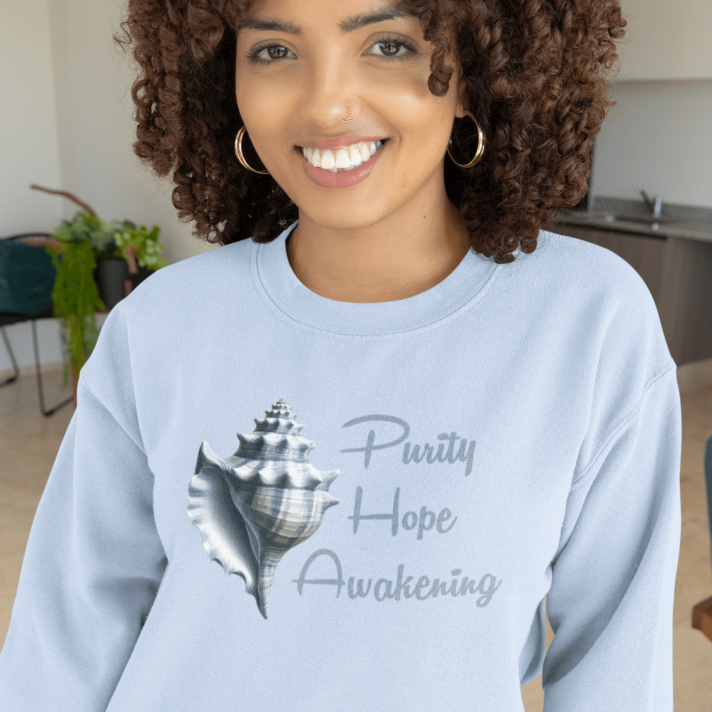 Purity, Hope, Awakening -Conch Shell Crewneck Sweatshirt