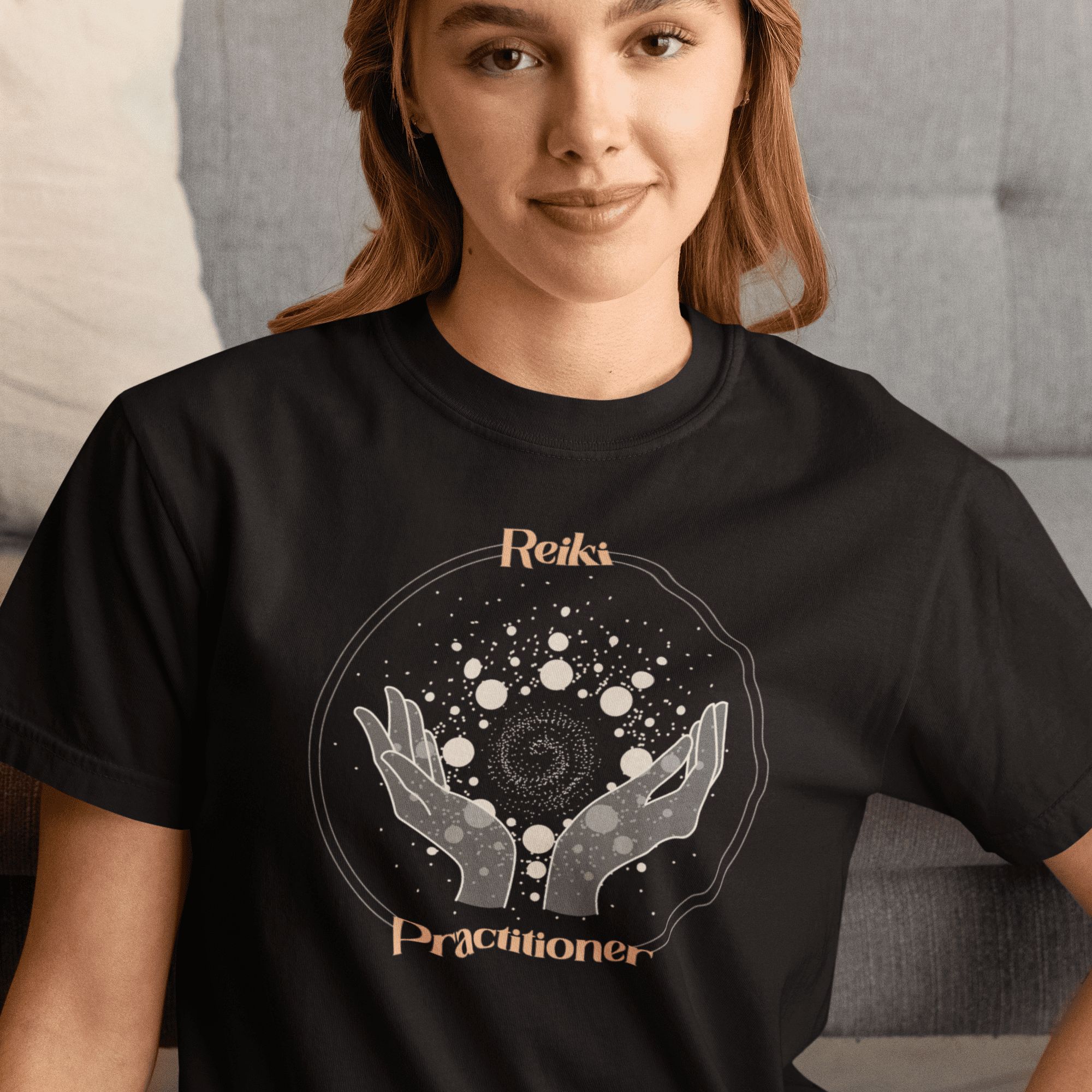 Reiki Practitioner - Heavyweight T-Shirt with Yellow Text