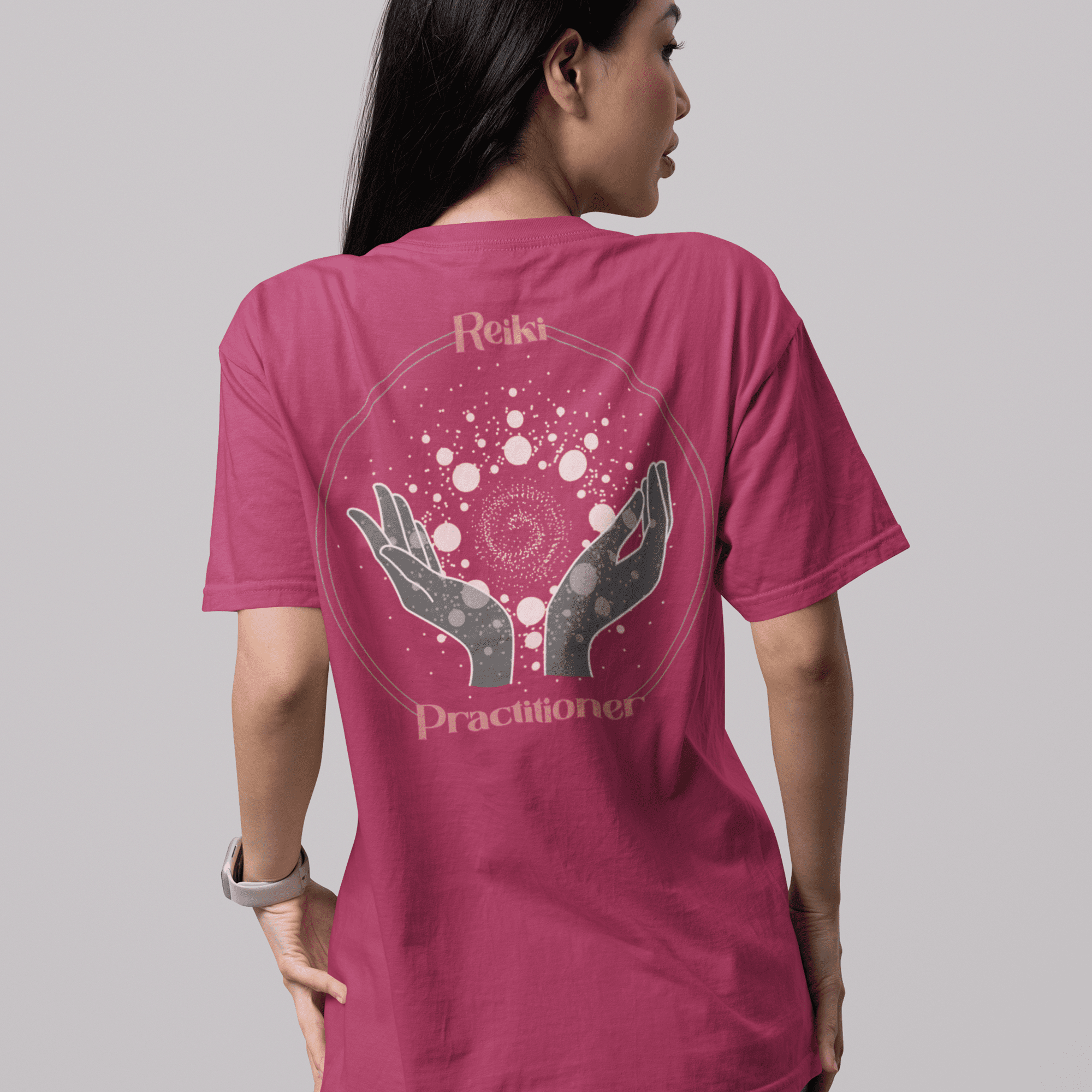 Reiki Practitioner - Lightweight T-Shirt with Pink Text