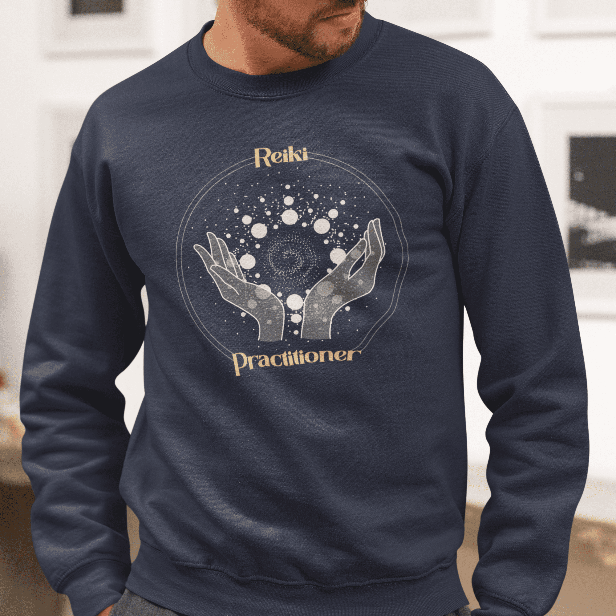 Reiki Practitioner - Crewneck Sweatshirt with Yellow Text