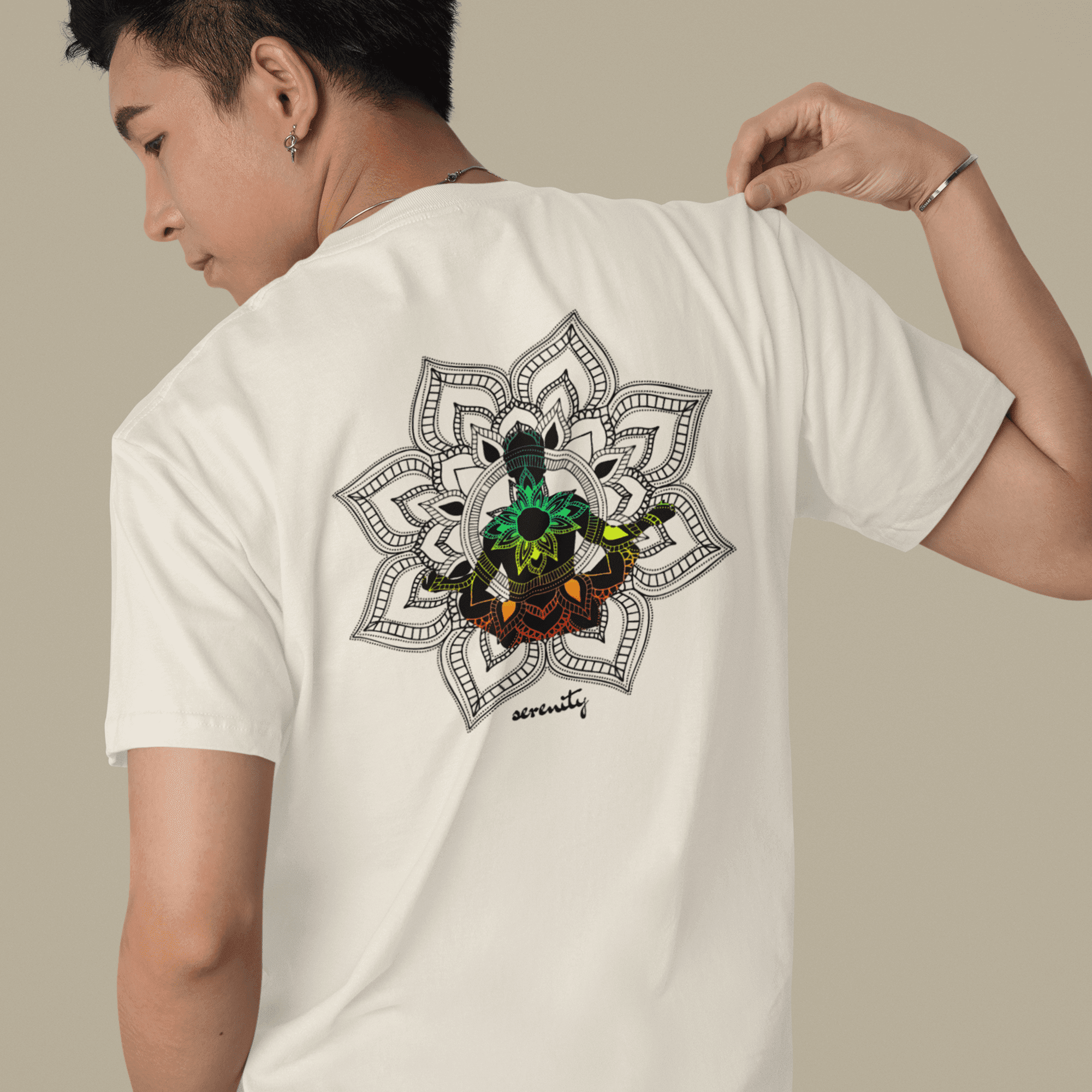 Serenity - Chakra Mandala Lightweight Shirt with Male Silhouette