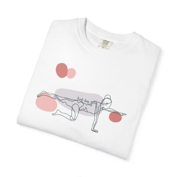 Bird Dog Pose Aesthetic Yoga Heavyweight T-Shirt - Dark Lines - Image 4