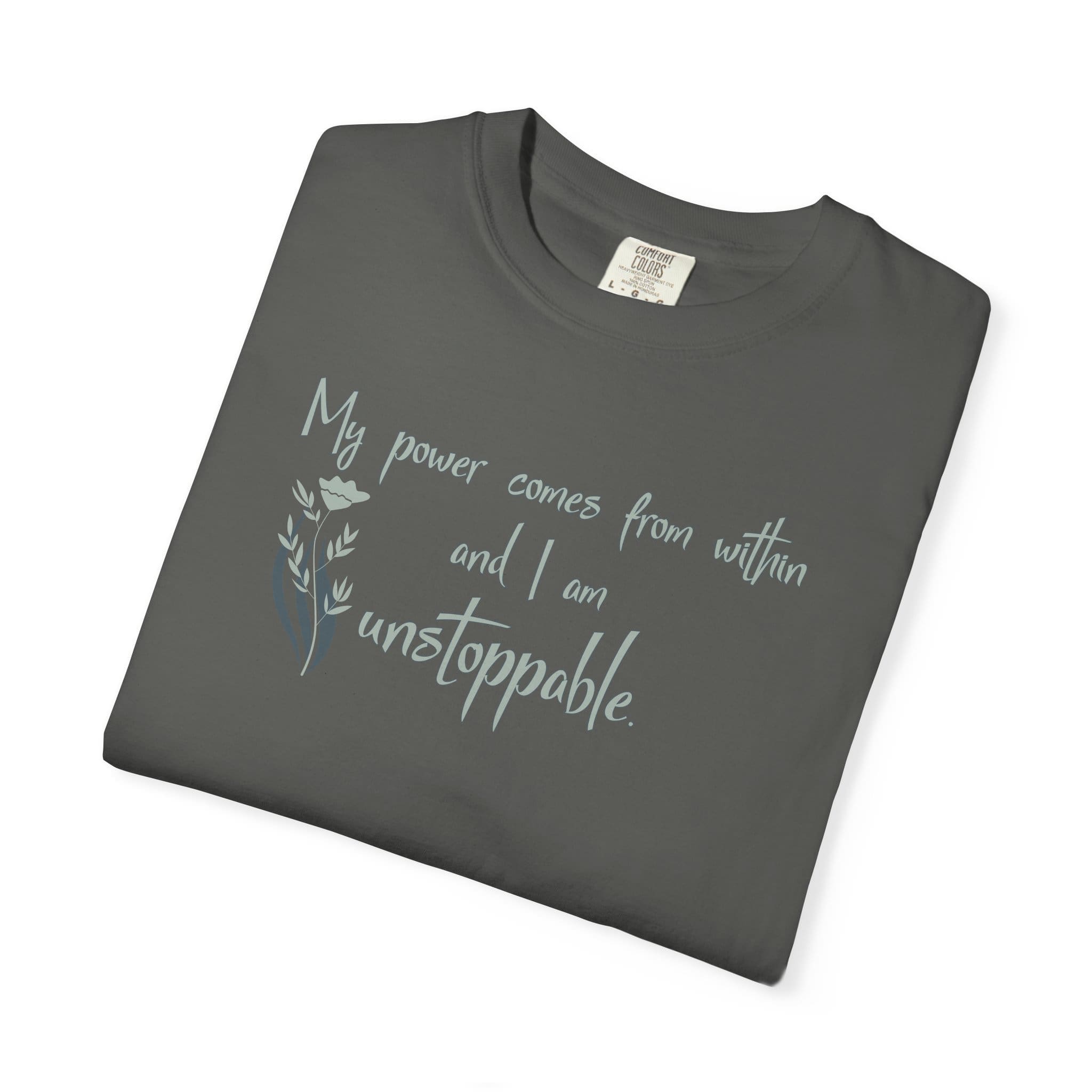 I am Unstoppable Heavyweight T-Shirt - Floral Text - Image 13