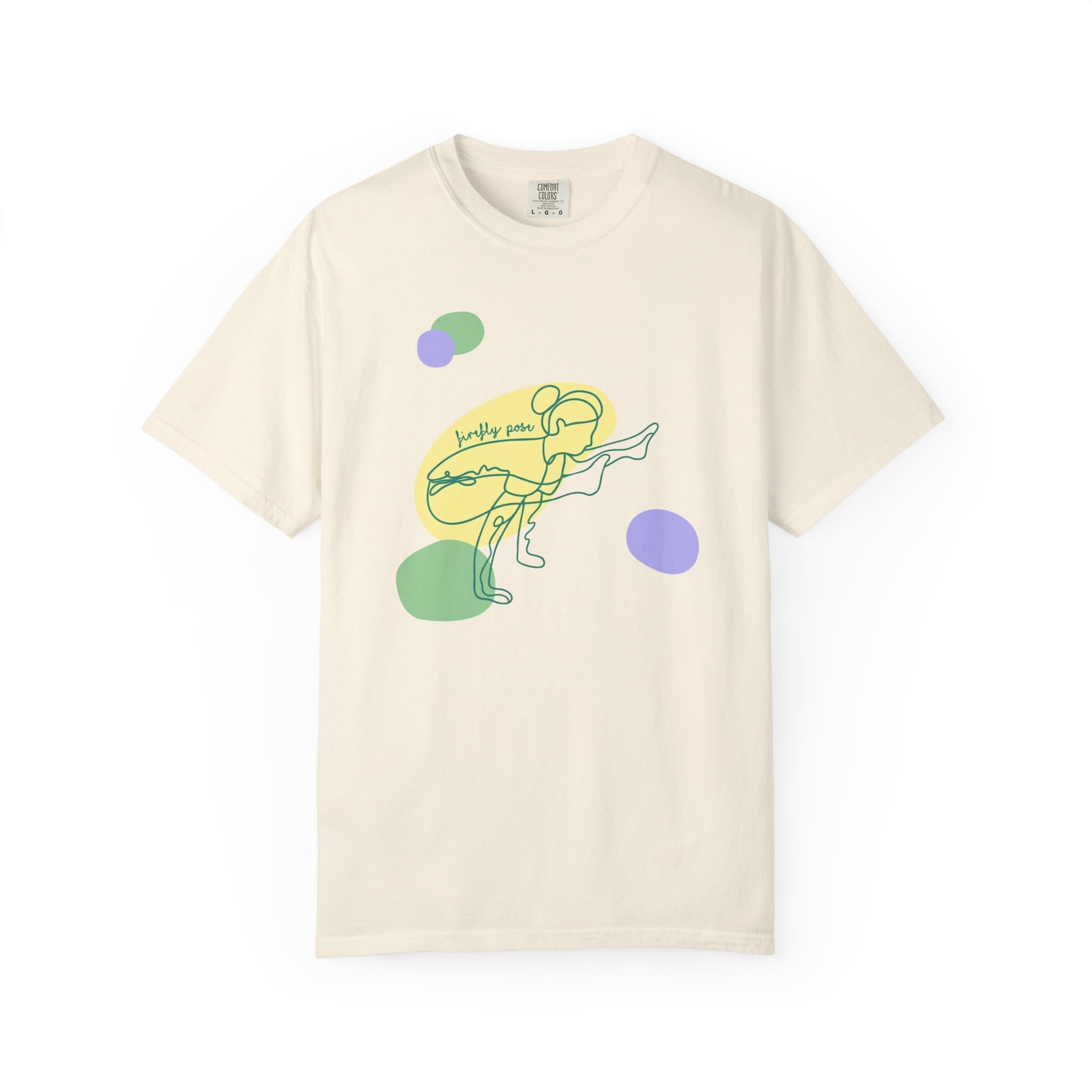 Firefly Pose Aesthetic Yoga Heavyweight T-Shirt - Dark Lines - Image 8