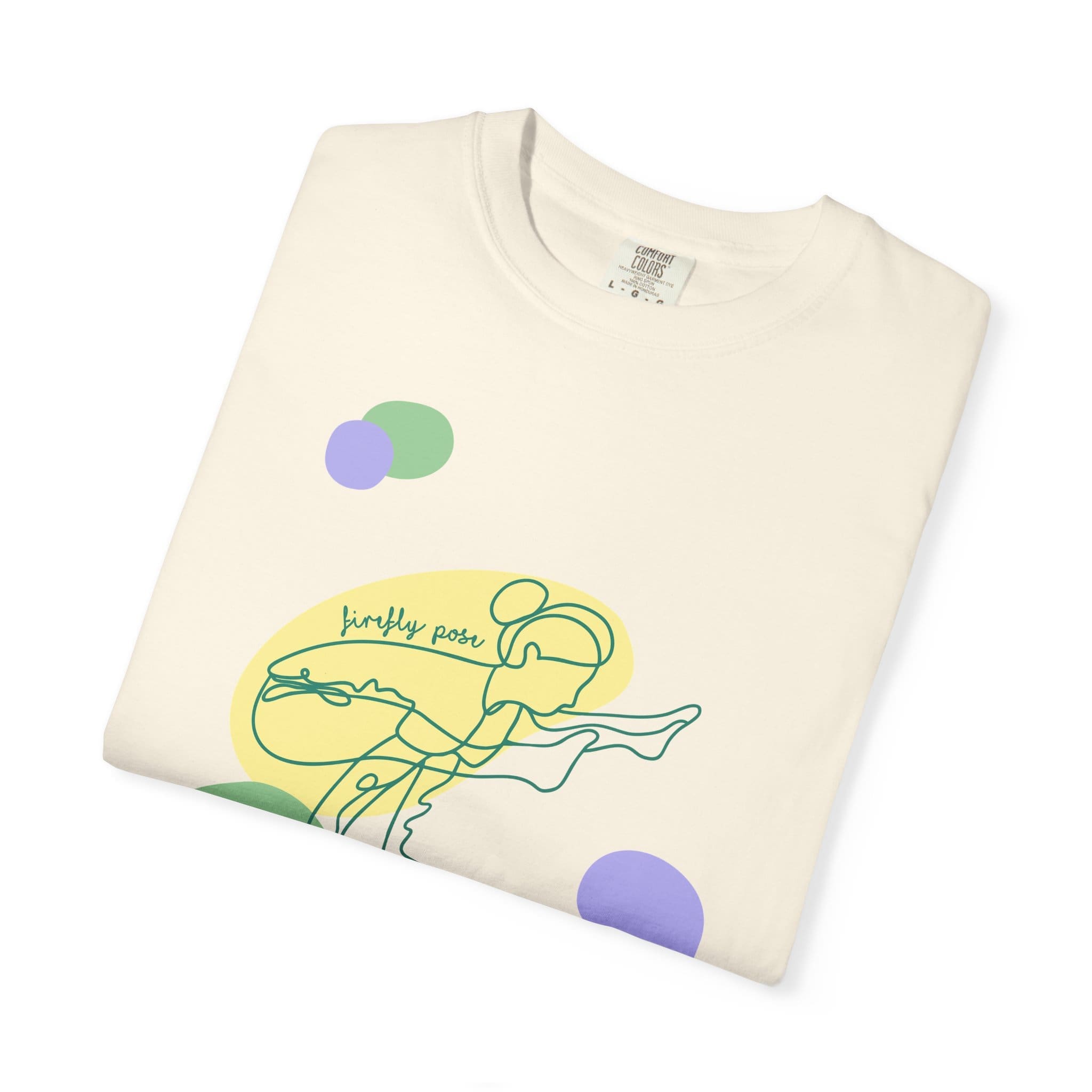 Firefly Pose Aesthetic Yoga Heavyweight T-Shirt - Dark Lines - Image 9