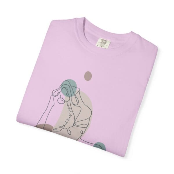One-Legged King Pigeon Aesthetic Yoga Heavyweight Tee-Dark Lines - Image 21