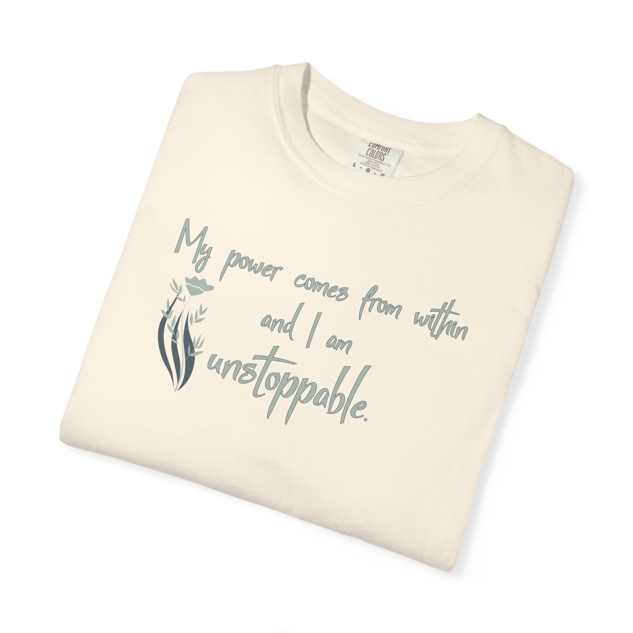 I am Unstoppable Heavyweight T-Shirt - Floral Text - Image 21