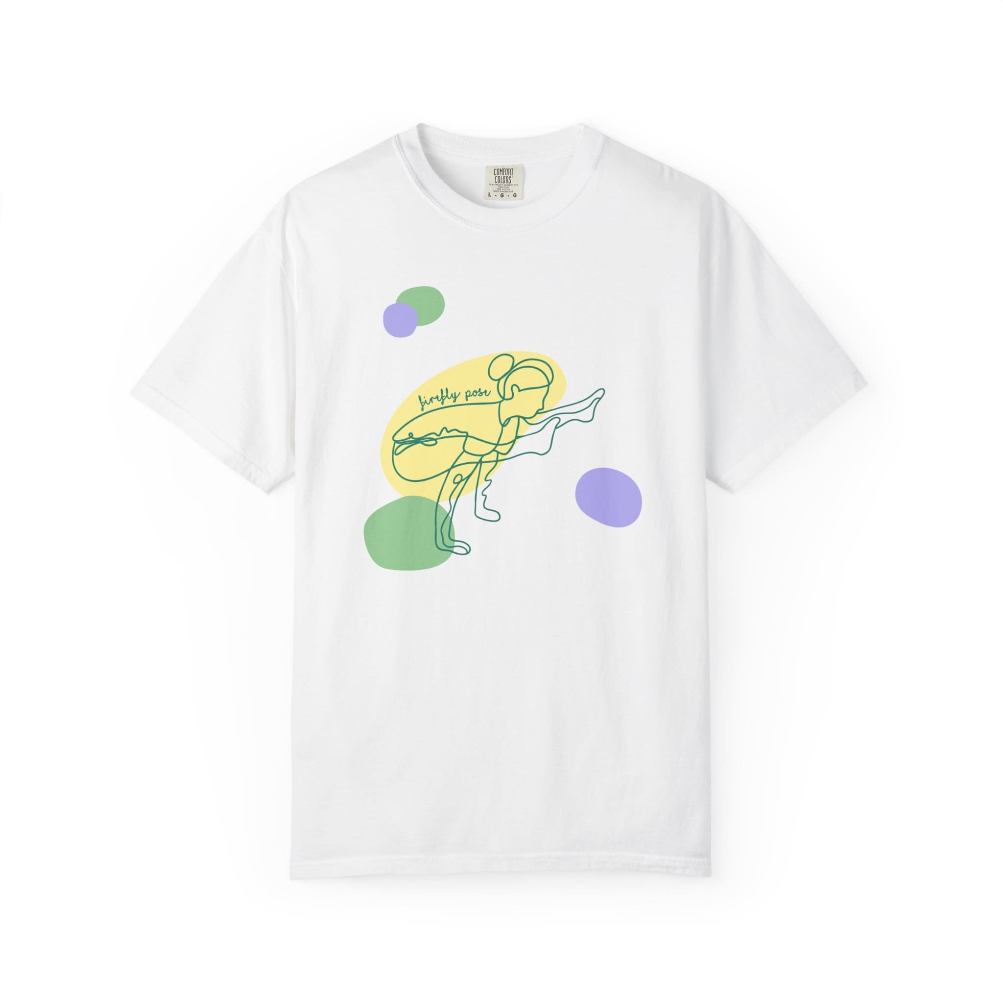 Firefly Pose Aesthetic Yoga Heavyweight T-Shirt - Dark Lines - Image 3